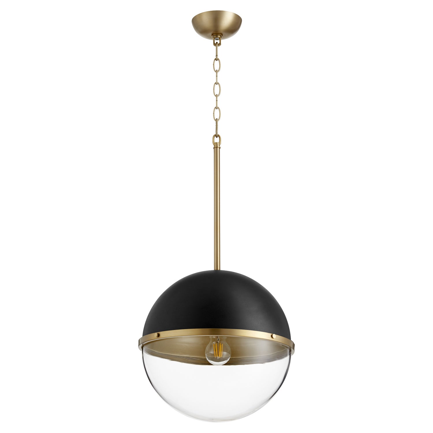 Quorum - 83-14-6980 - One Light Pendant - Sphere Pendants - Textured Black w/ Aged Brass