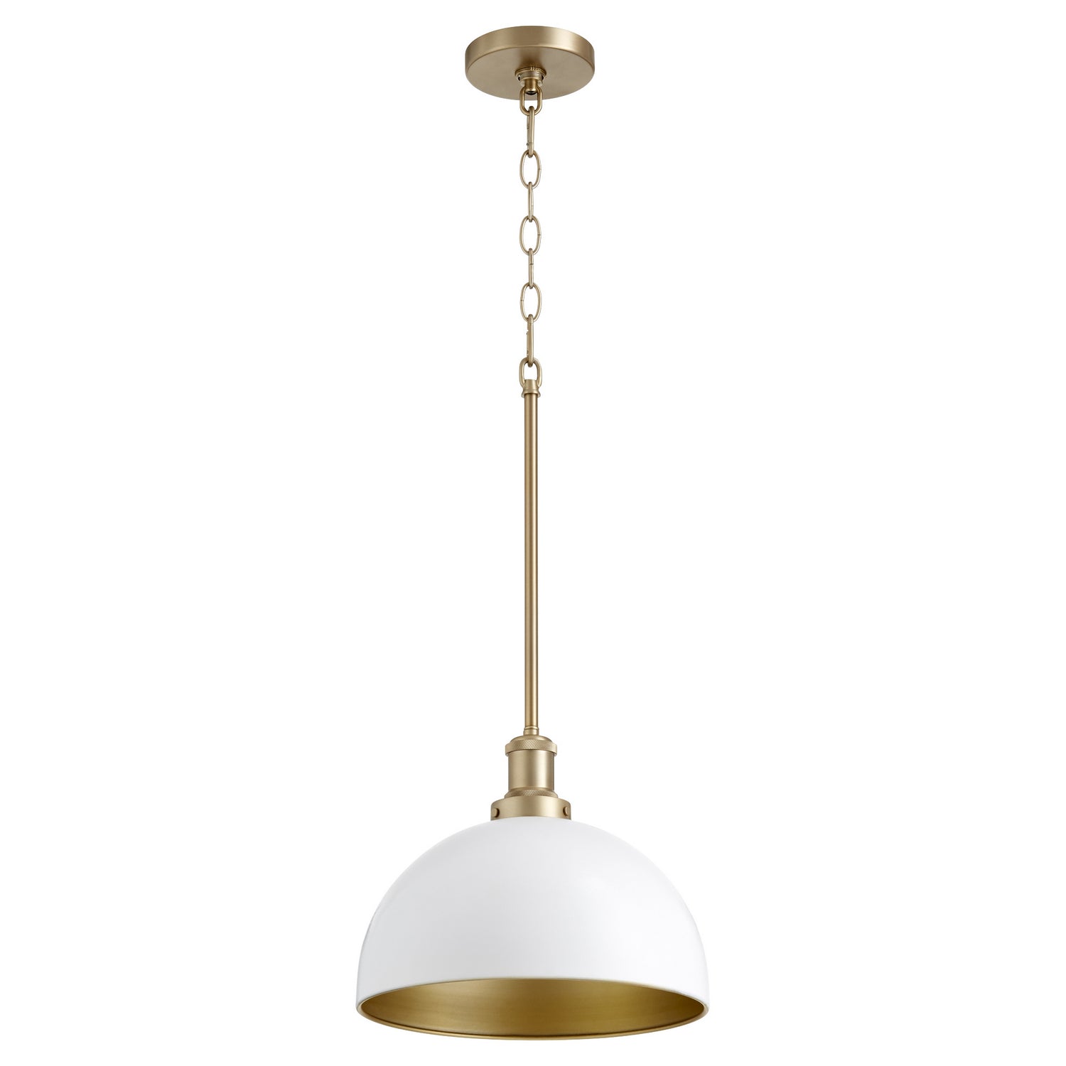 Quorum - 876-0880 - One Light Pendant - 876 Dome Pendants - Studio White w/ Aged Brass