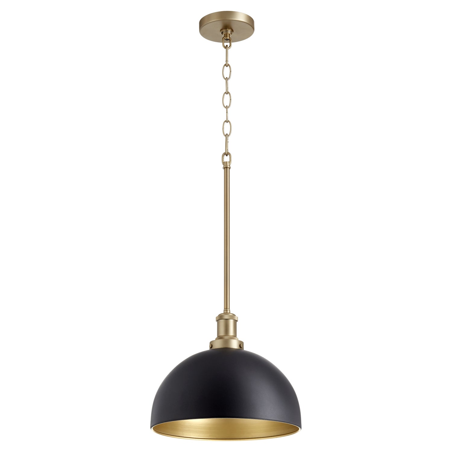 Quorum - 876-6980 - One Light Pendant - 876 Dome Pendants - Textured Black w/ Aged Brass