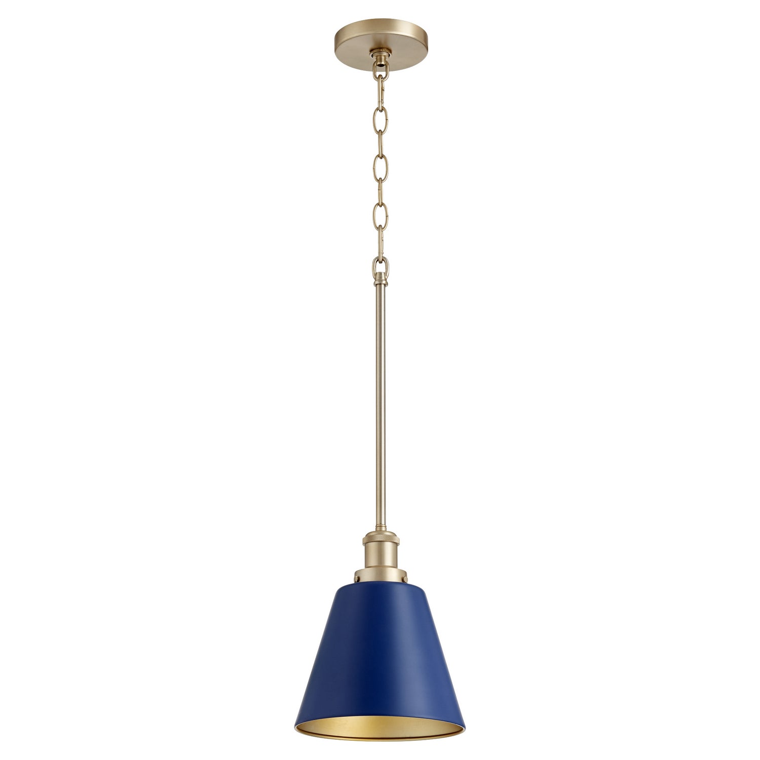 Quorum - 877-3280 - One Light Pendant - 877 Cone Pendants - Blue w/ Aged Brass