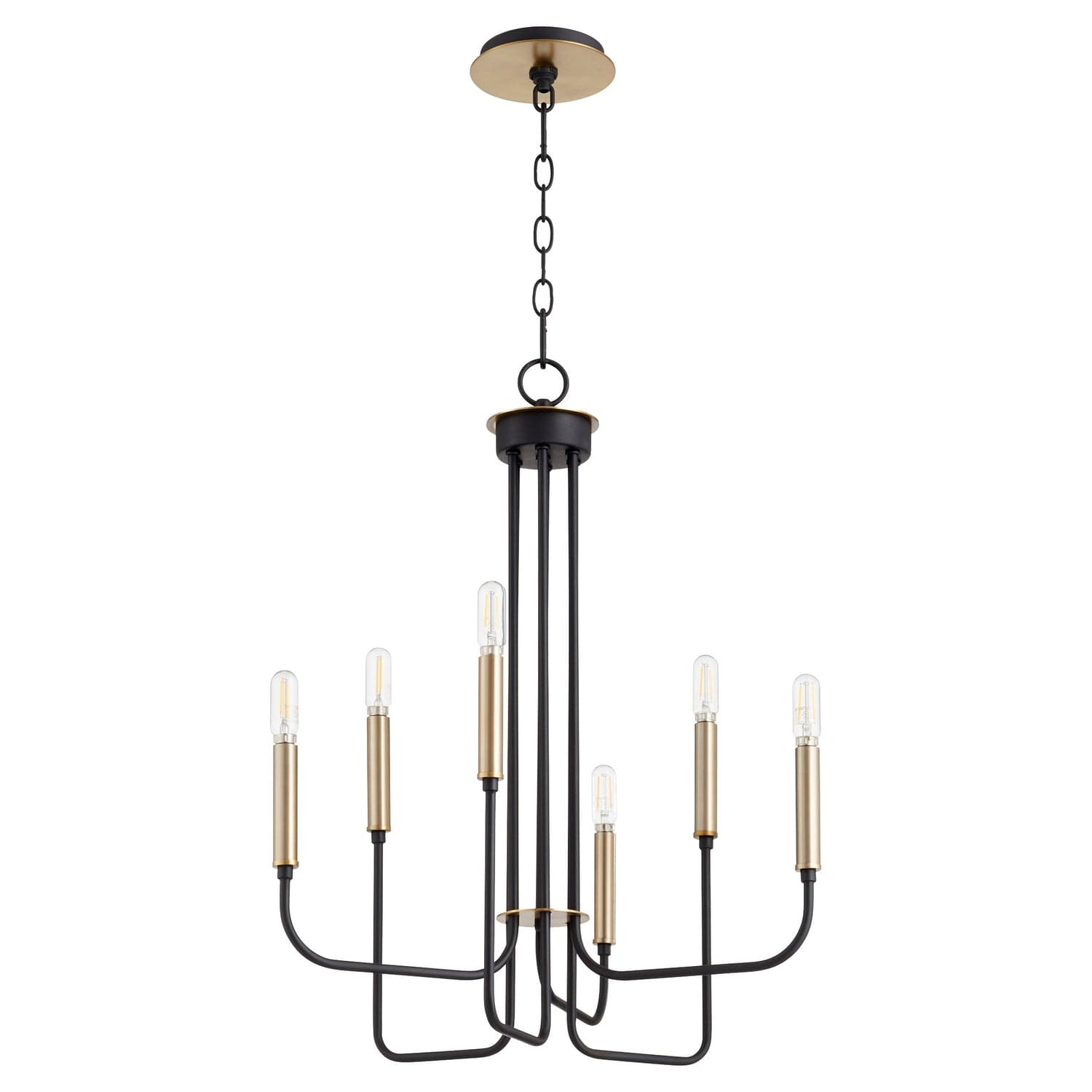 Quorum - 630-6-6980 - Six Light Chandelier - Hope - Textured Black w/ Aged Brass