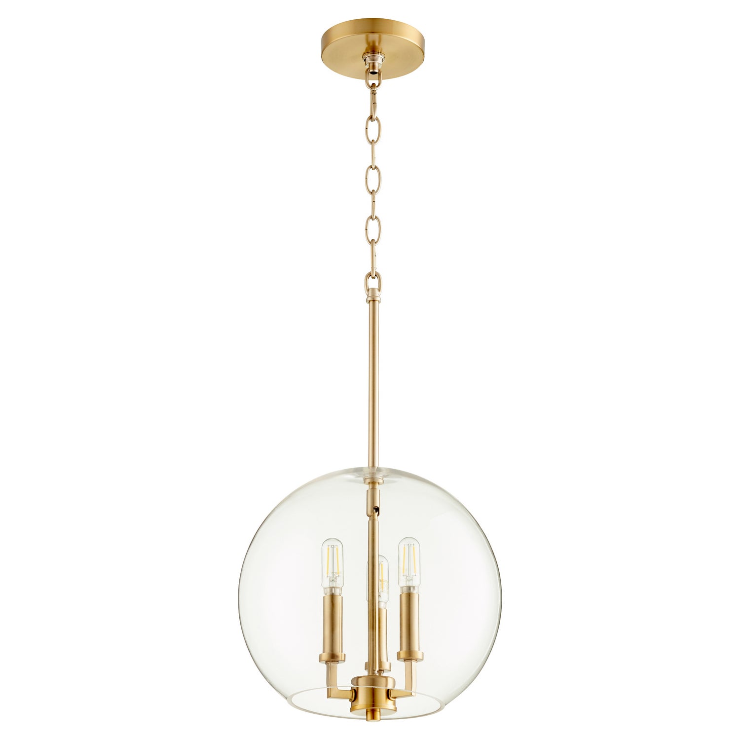 Quorum - 873-3-80 - Three Light Pendant - 873 Globe Pendants - Aged Brass