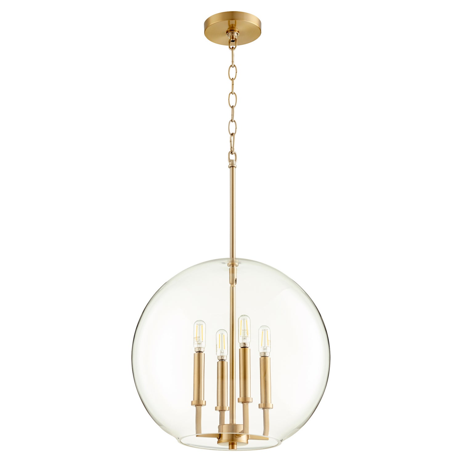 Quorum - 873-4-80 - Four Light Pendant - 873 Globe Pendants - Aged Brass