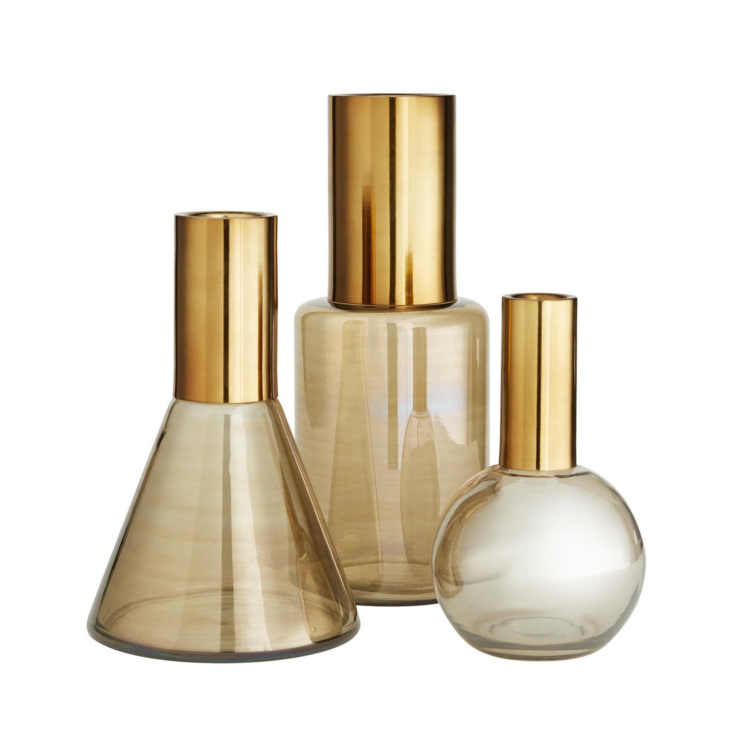 Vases Set of 3 from the Union collection in Smoke Luster finish