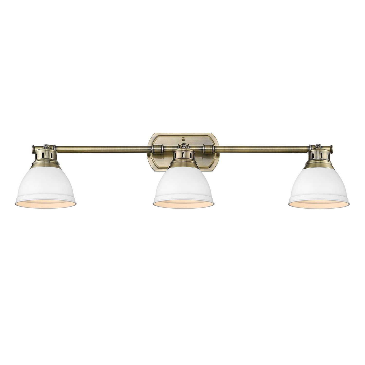 Golden - 3602-VL3 AB-WHT - Three Light Bath Vanity - Duncan - Aged Brass