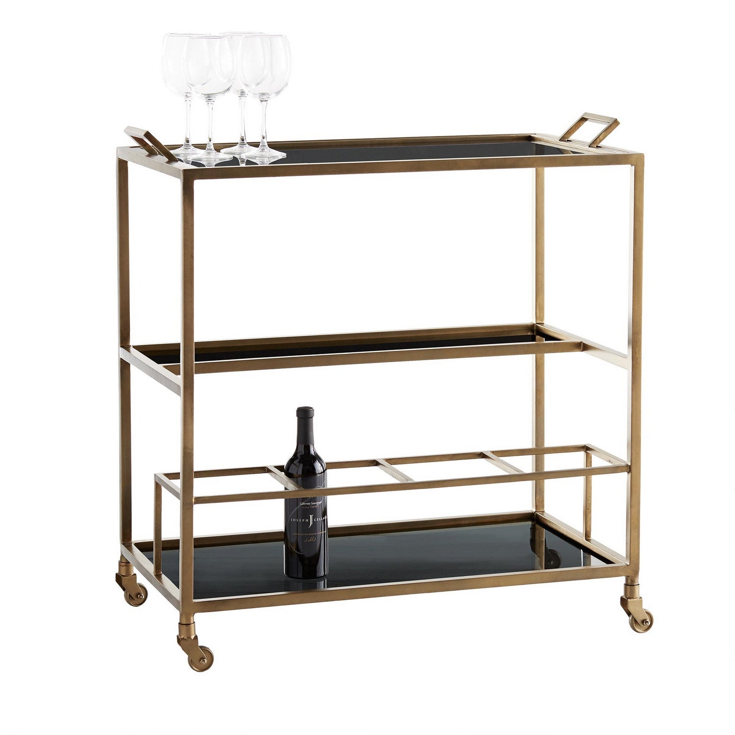 Bar Cart from the Jak collection in Antique Brass finish