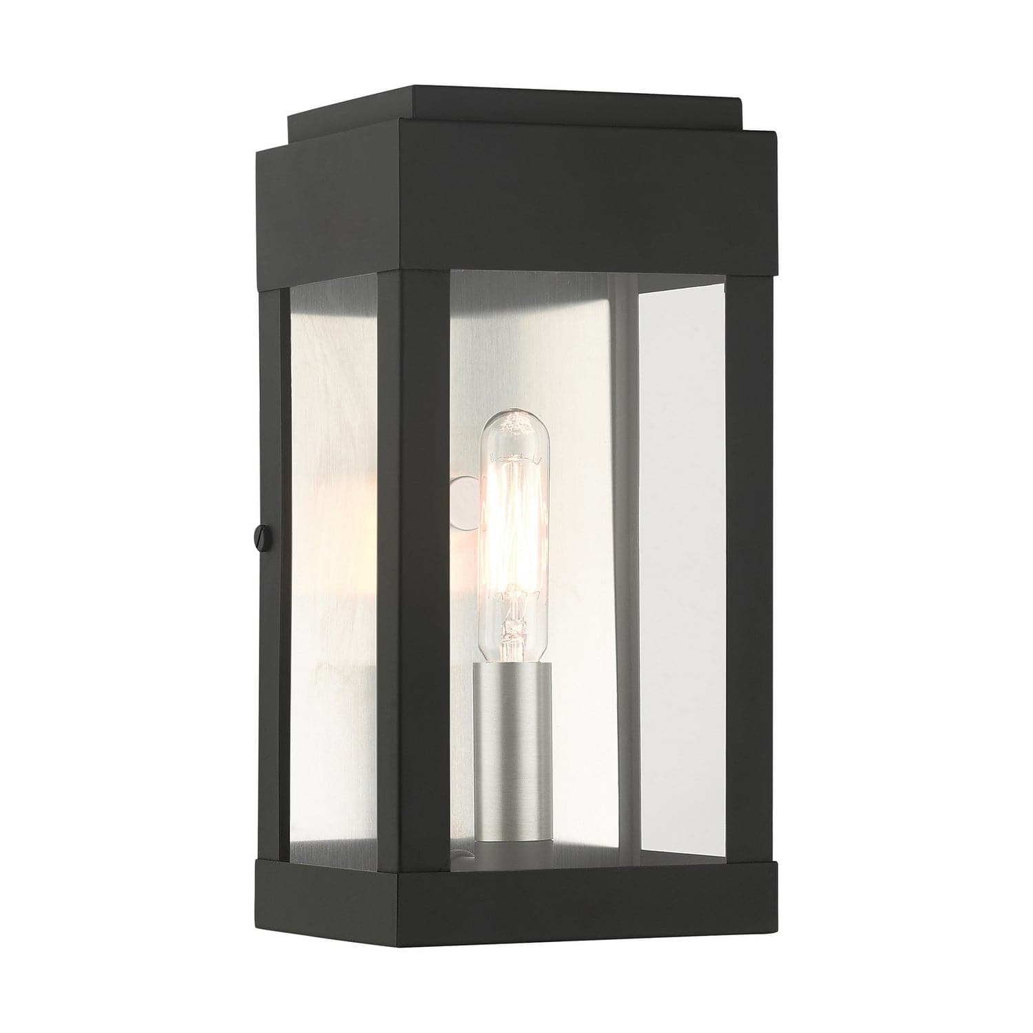 Livex Lighting - 21231-04 - One Light Outdoor Wall Lantern - York - Black w/ Brushed Nickels w/ Brushed Nickel Stainless Steel
