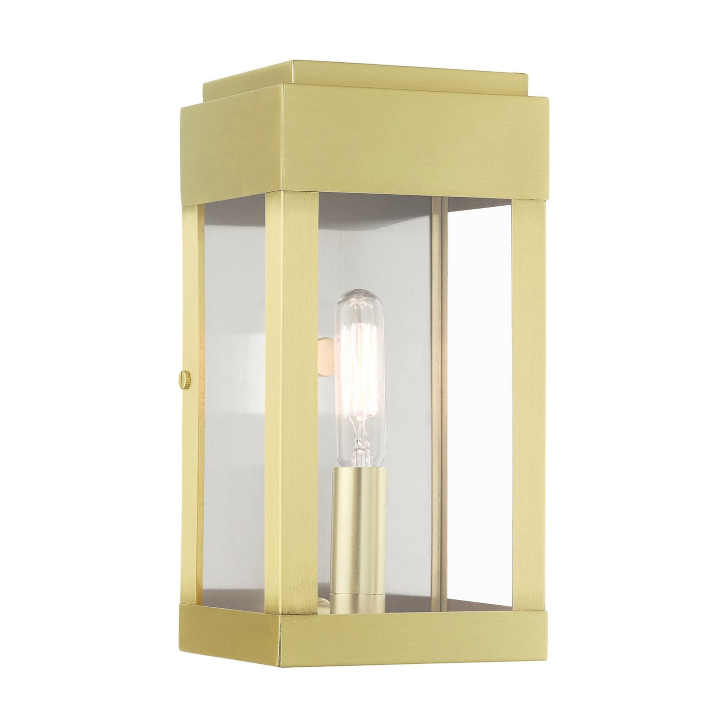 Livex Lighting - 21231-12 - One Light Outdoor Wall Lantern - York - Satin Brass w/ Brushed Nickel Stainless Steel
