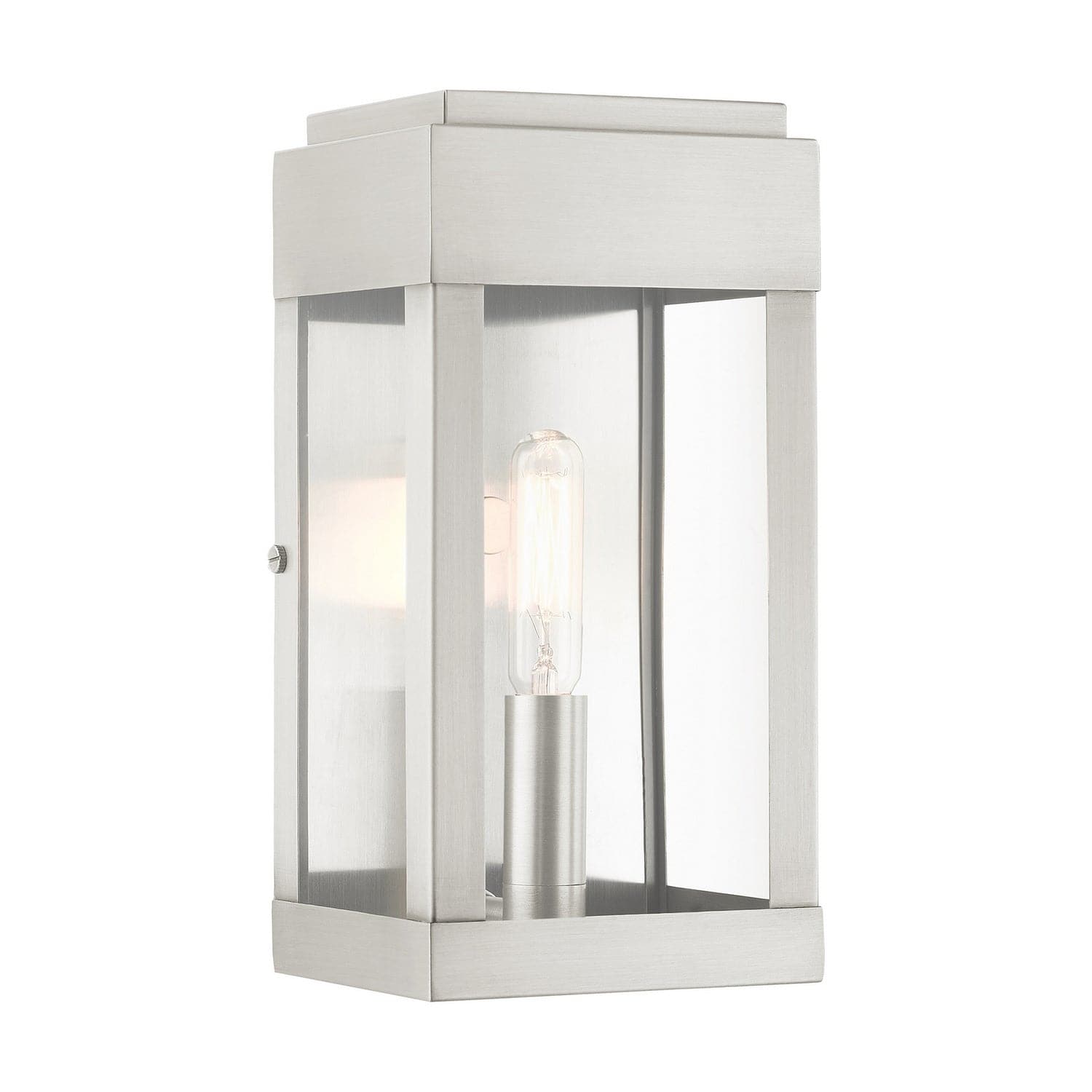 Livex Lighting - 21231-91 - One Light Outdoor Wall Lantern - York - Brushed Nickel w/ Brushed Nickel Stainless Steel