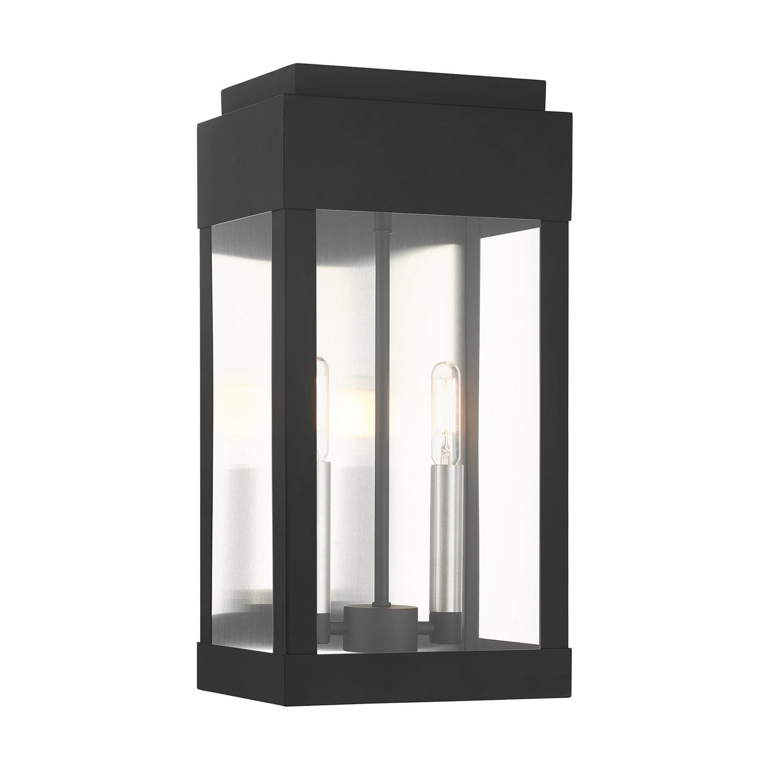 Livex Lighting - 21235-04 - Two Light Outdoor Wall Lantern - York - Black w/ Brushed Nickels w/ Brushed Nickel Stainless Steel