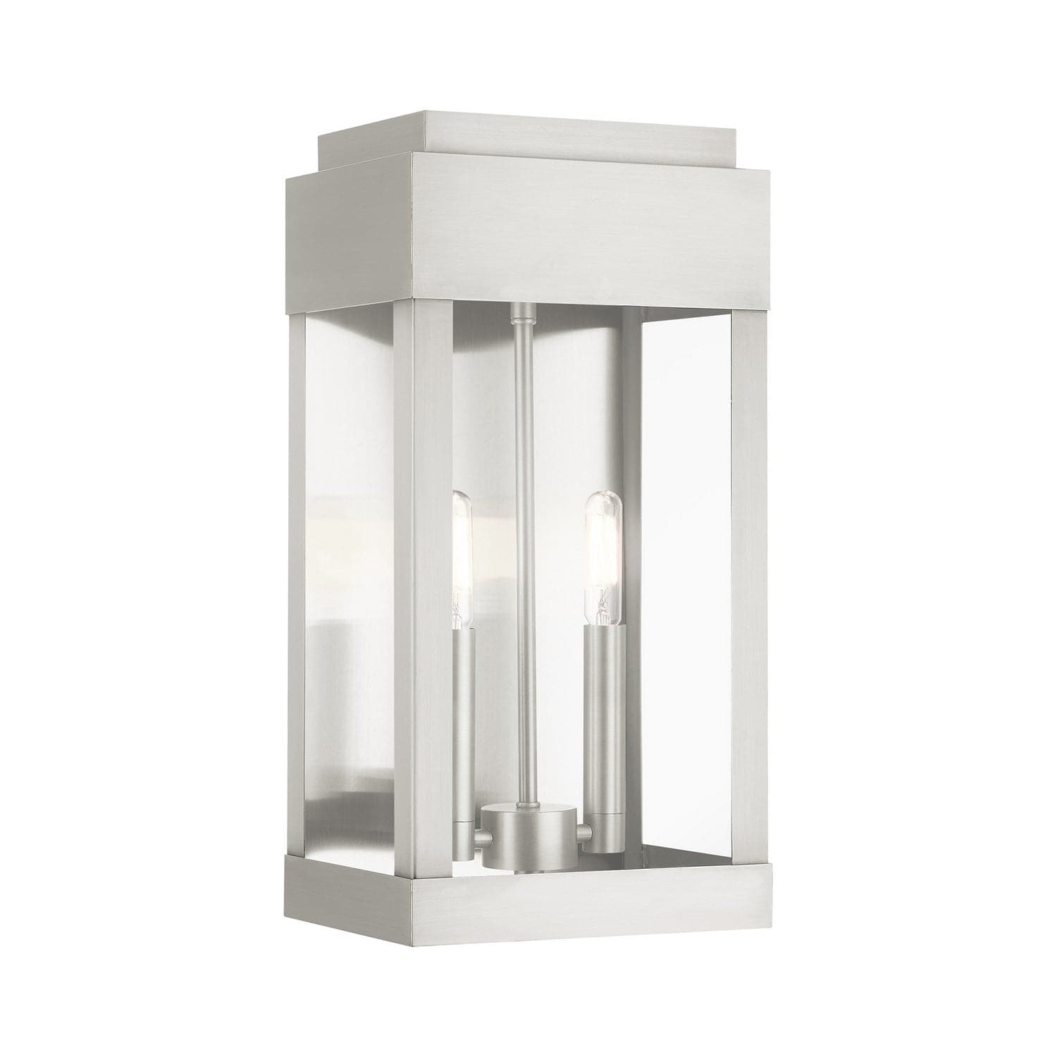 Livex Lighting - 21235-91 - Two Light Outdoor Wall Lantern - York - Brushed Nickel w/ Brushed Nickel Stainless Steel