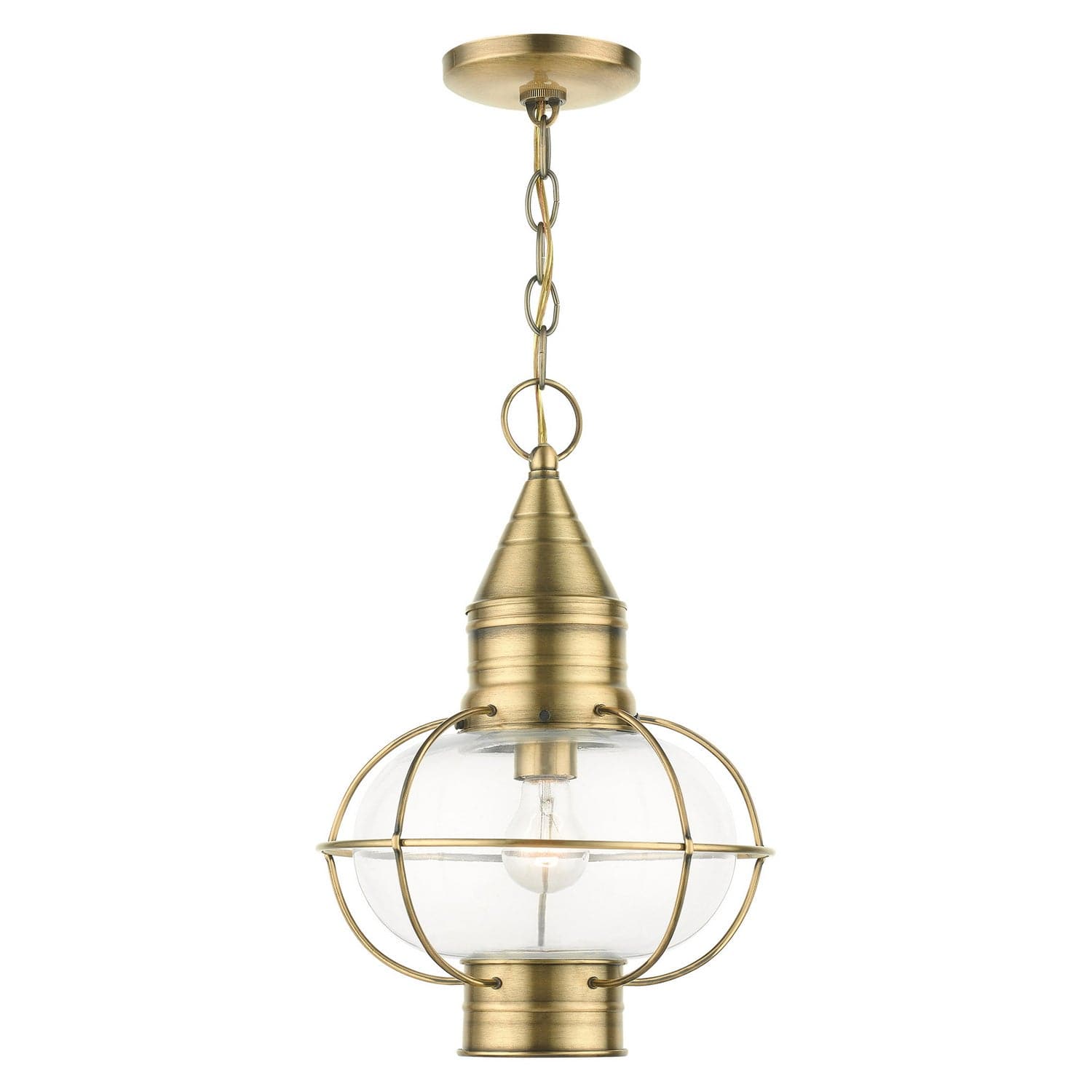 Livex Lighting - 26906-01 - One Light Outdoor Pendant - Newburyport - Antique Brass