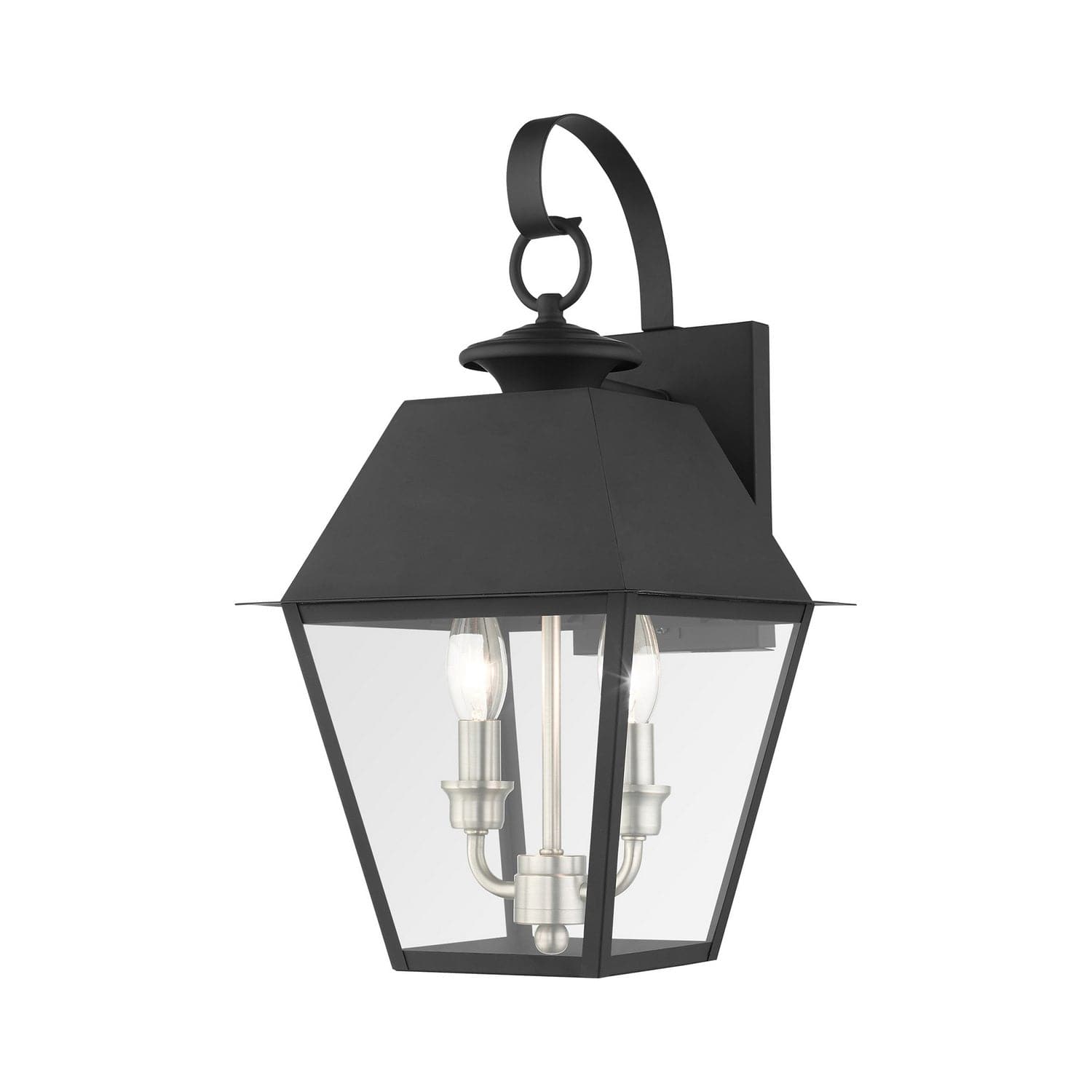 Livex Lighting - 27215-04 - Two Light Outdoor Wall Lantern - Wentworth - Black w/ Brushed Nickel Cluster