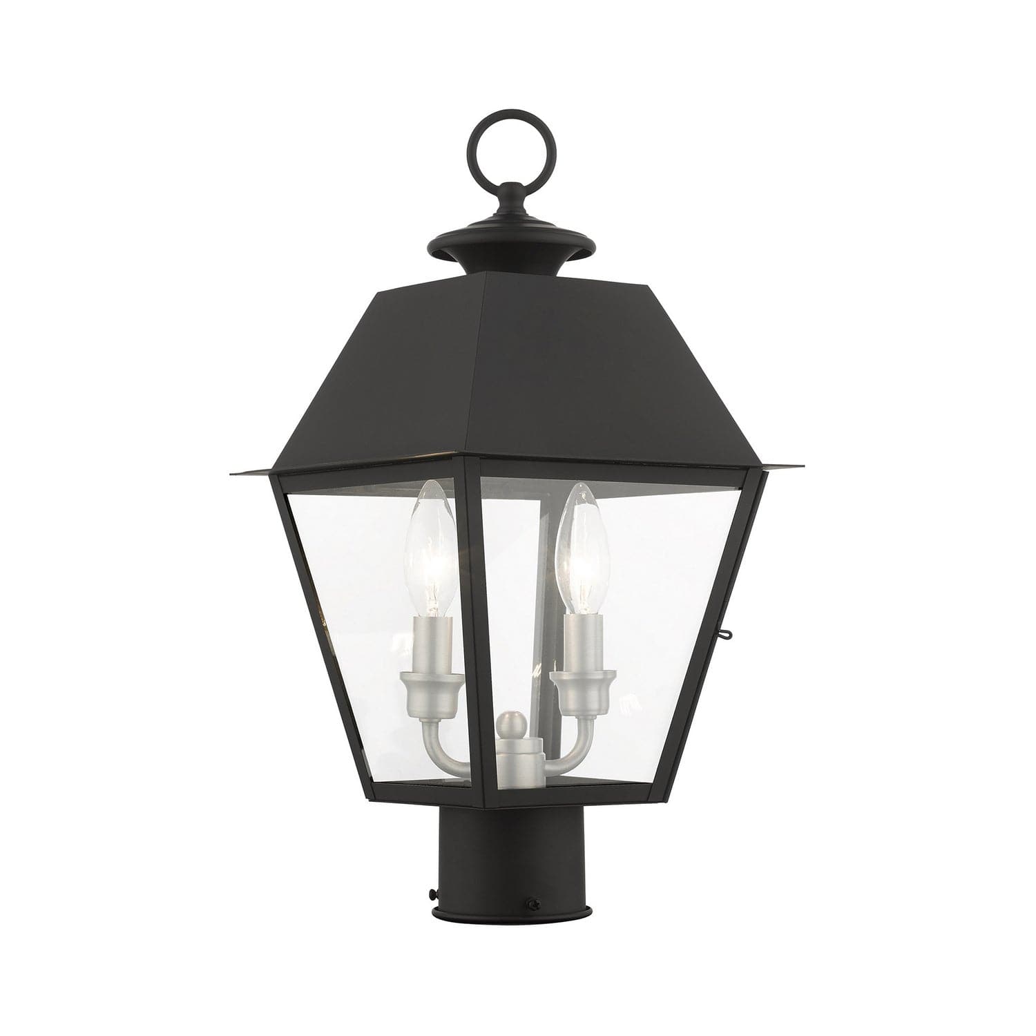 Livex Lighting - 27216-04 - Two Light Outdoor Post Top Lantern - Wentworth - Black w/ Brushed Nickel Cluster
