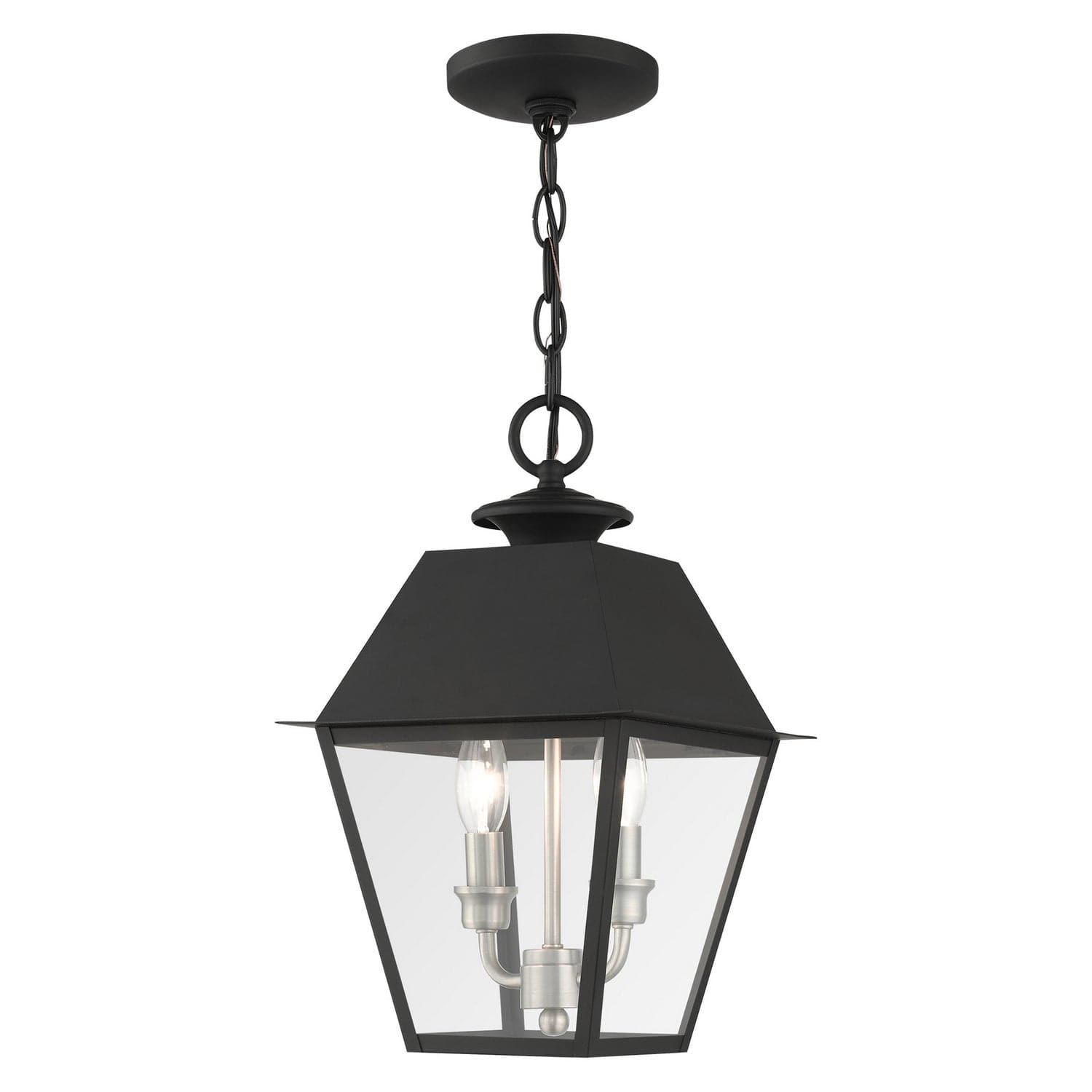 Livex Lighting - 27217-04 - Two Light Outdoor Pendant - Wentworth - Black w/ Brushed Nickel Cluster