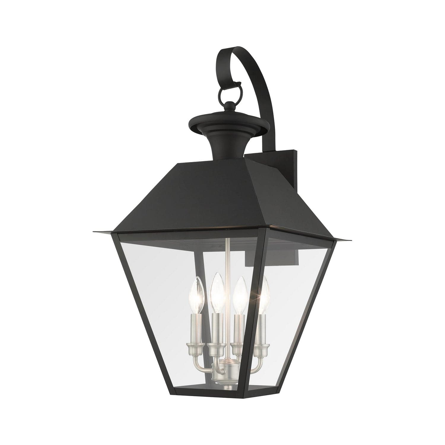 Livex Lighting - 27222-04 - Four Light Outdoor Wall Lantern - Wentworth - Black w/ Brushed Nickel Cluster