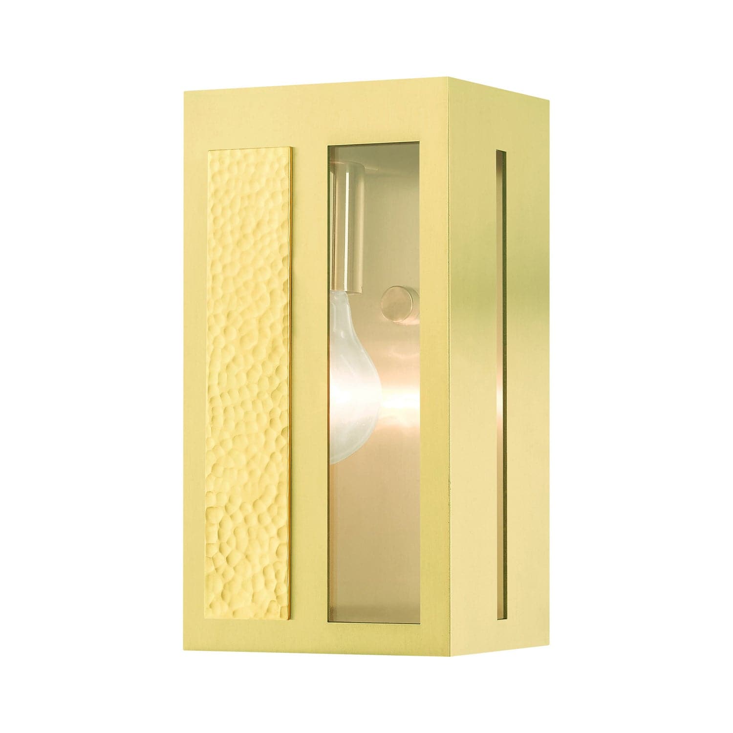 Livex Lighting - 27411-12 - One Light Outdoor Wall Lantern - Lafayette - Satin Brass w/ Hammered Polished Brass Panels