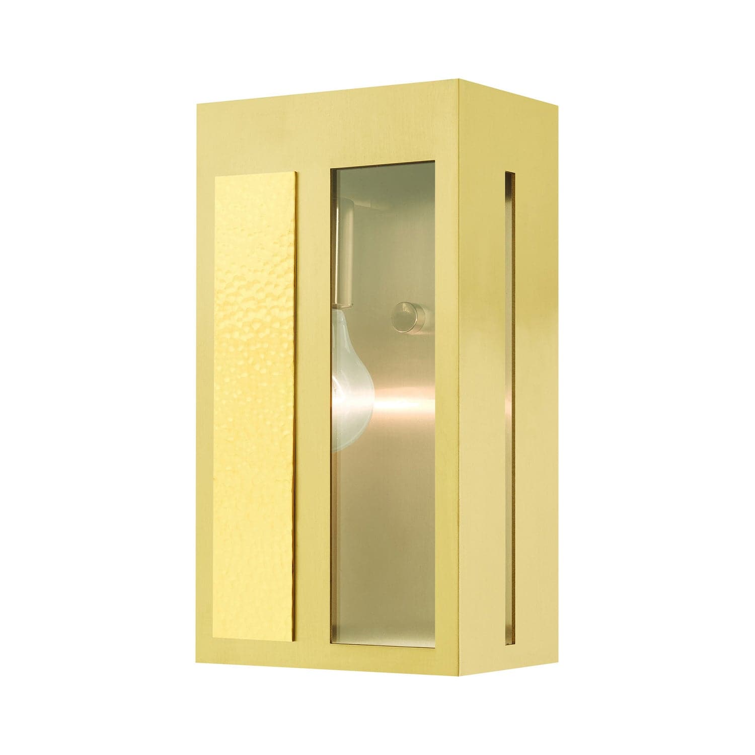 Livex Lighting - 27412-12 - One Light Outdoor Wall Lantern - Lafayette - Satin Brass w/ Hammered Polished Brass Panels