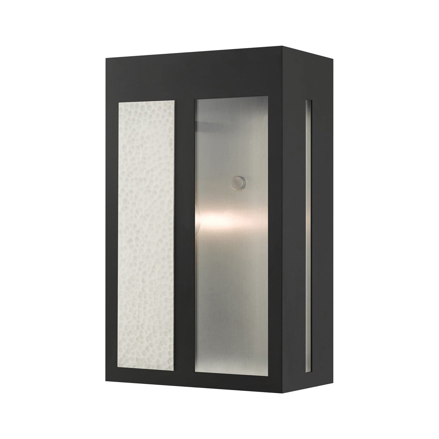 Livex Lighting - 27413-04 - One Light Outdoor Wall Lantern - Lafayette - Black w/ Hammered Brushed Nickel Panels