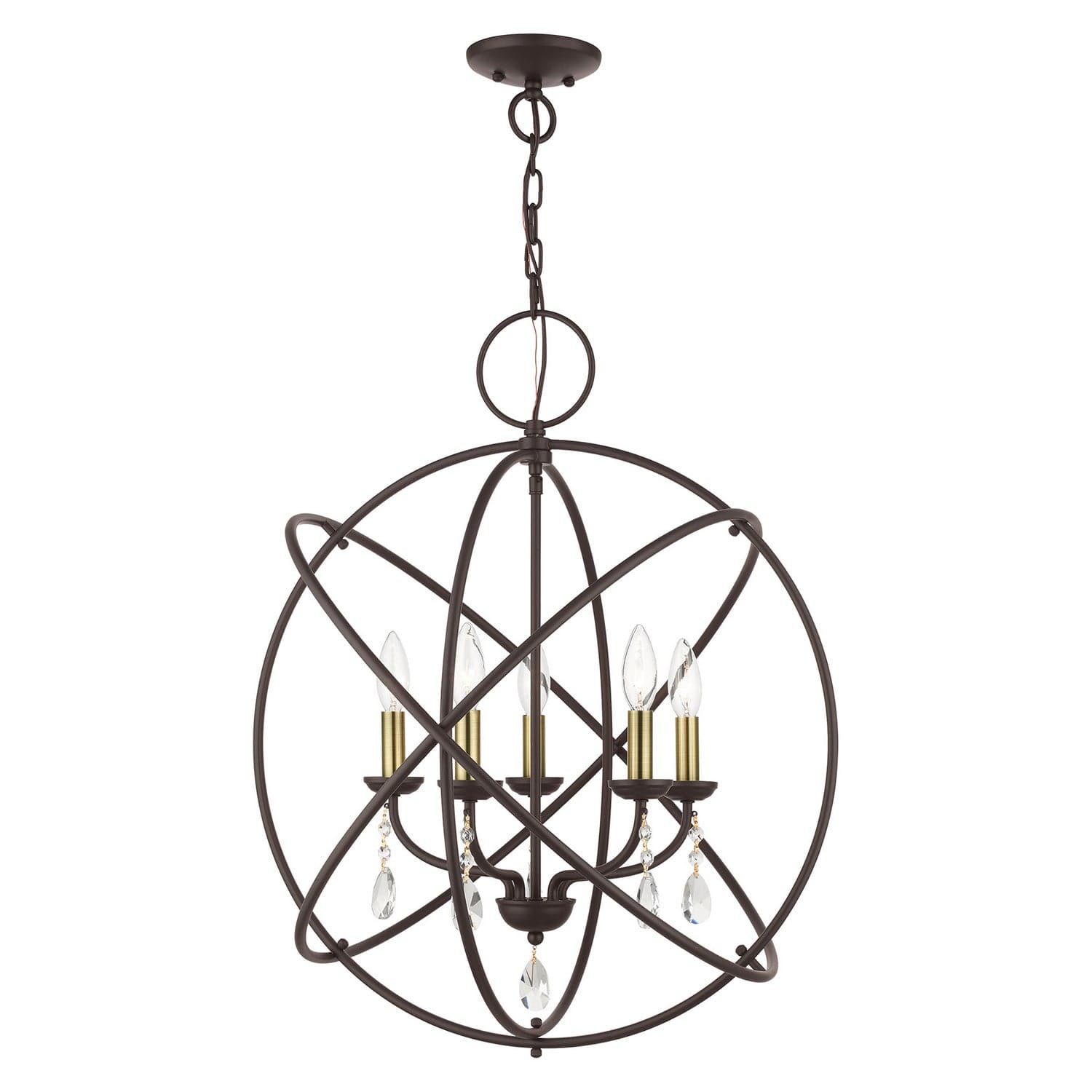 Livex Lighting - 40905-07 - Five Light Chandelier - Aria - Bronze w/ Antique Brasss