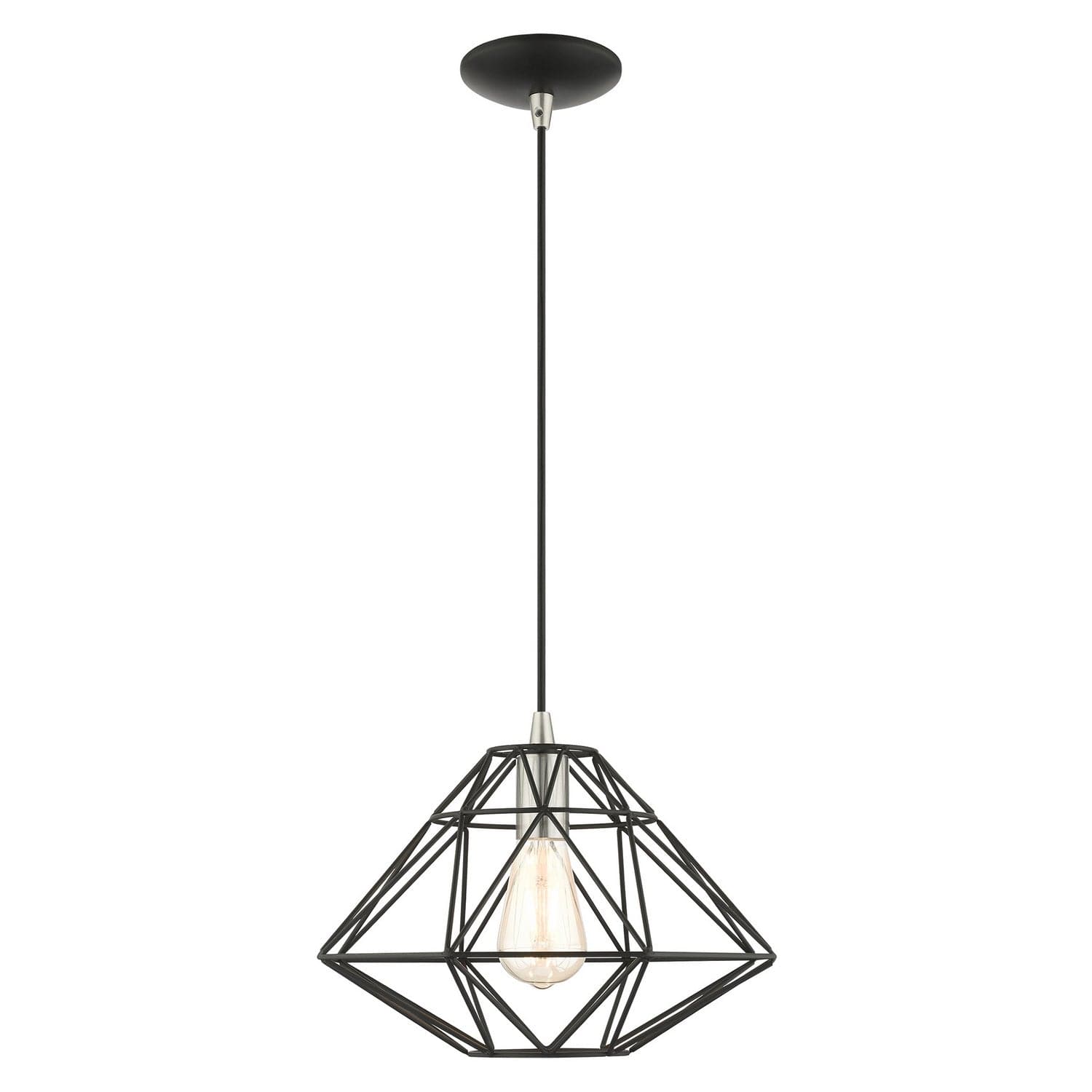 Livex Lighting - 41323-04 - One Light Pendant - Knox - Black w/ Brushed Nickels