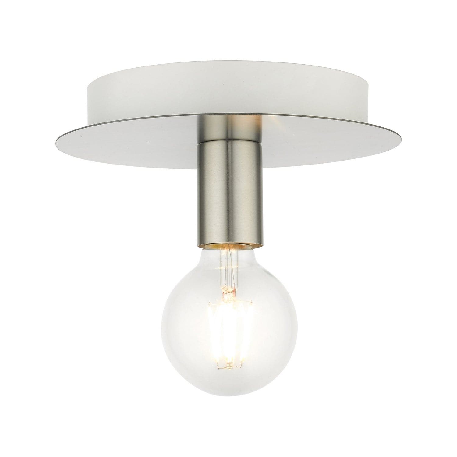 Livex Lighting - 45871-91 - One Light Flush Mount - Hillview - Brushed Nickel w/ White Canopy