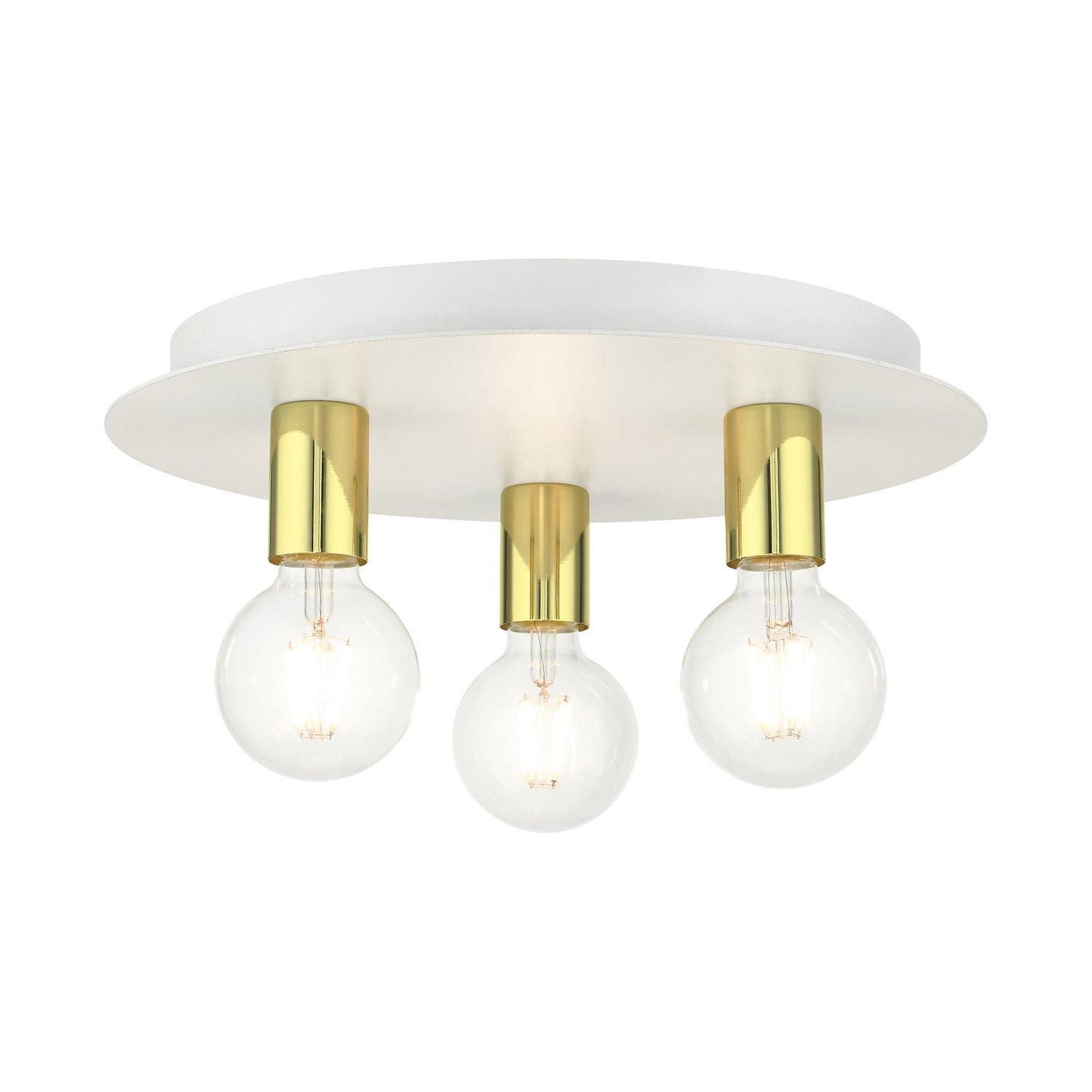 Livex Lighting - 45873-03 - Three Light Flush Mount - Hillview - White w/ Polished Brasss