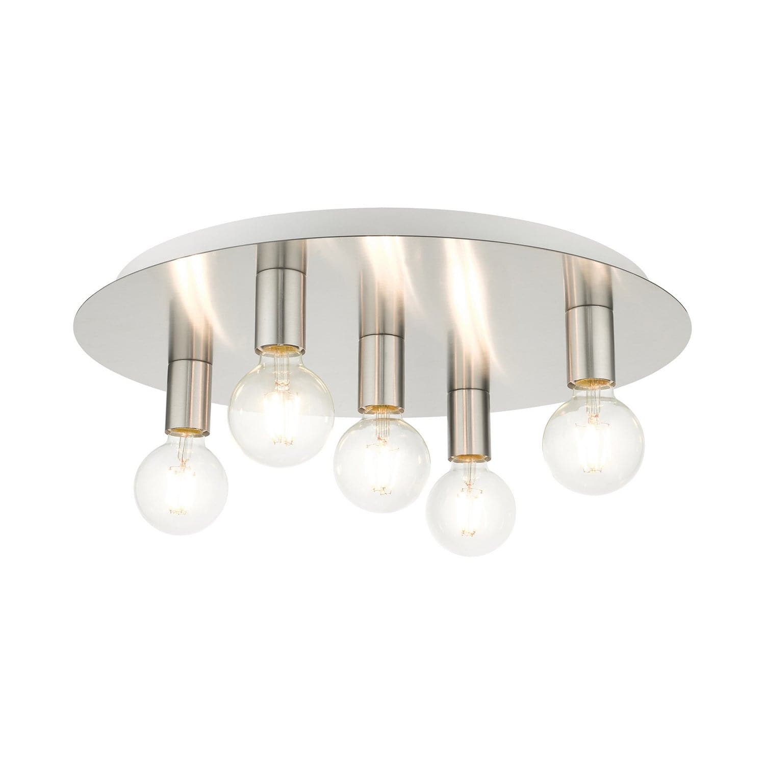 Livex Lighting - 45875-91 - Five Light Flush Mount - Hillview - Brushed Nickel w/ White Canopy