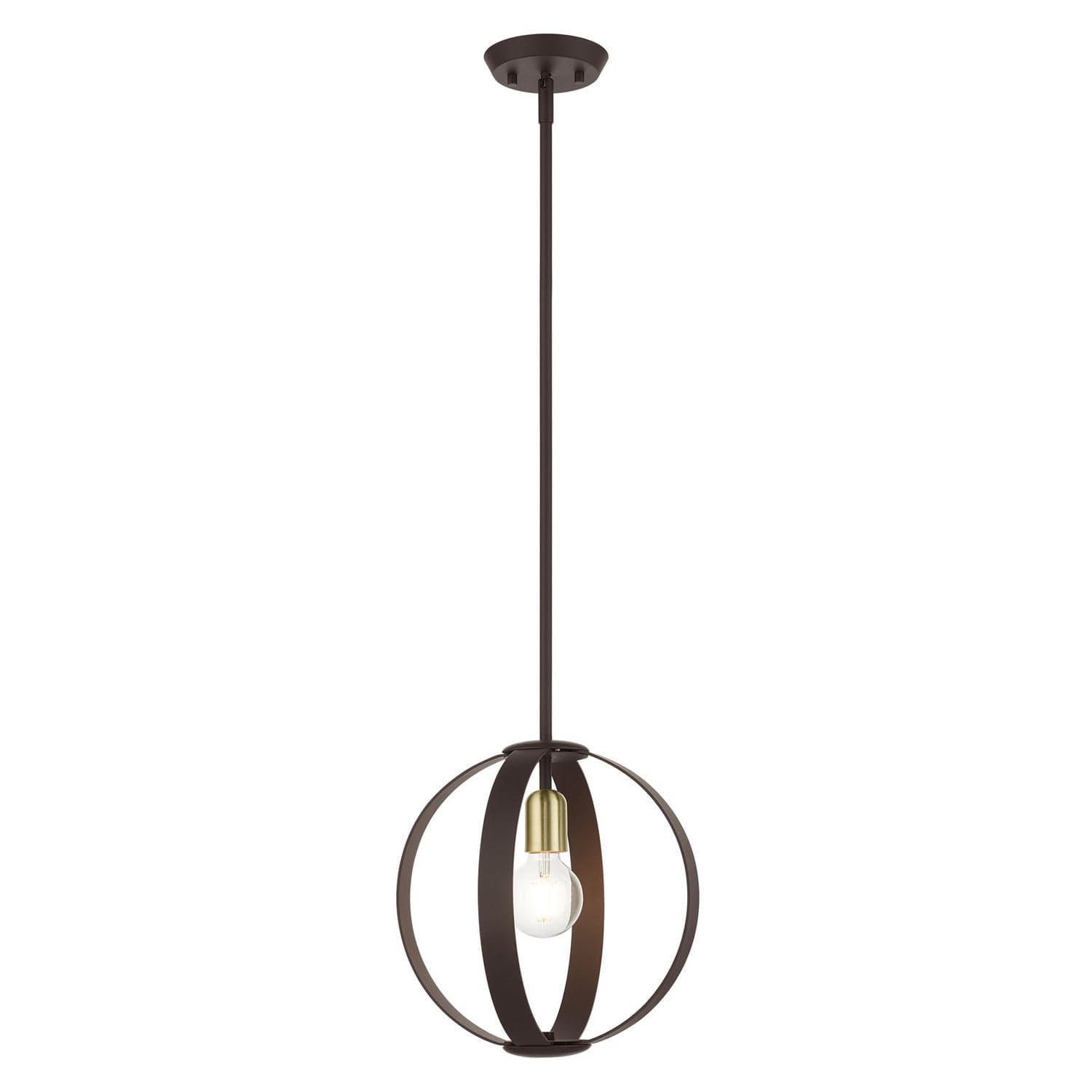 Livex Lighting - 46413-07 - One Light Pendant - Modesto - Bronze w/ Satin Brasss