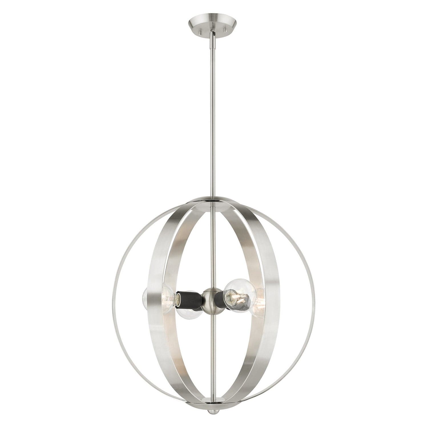 Livex Lighting - 46415-91 - Four Light Chandelier - Modesto - Brushed Nickel w/ Blacks