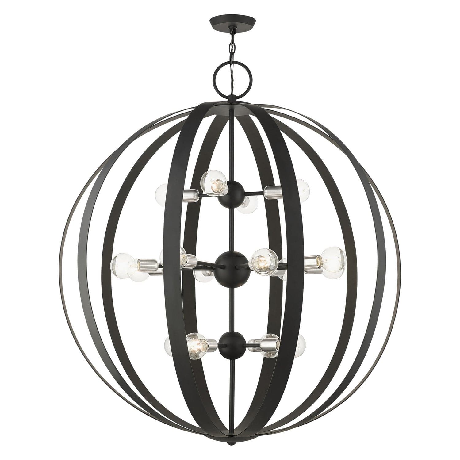 Livex Lighting - 46418-04 - 16 Light Foyer Chandelier - Modesto - Black w/ Brushed Nickels