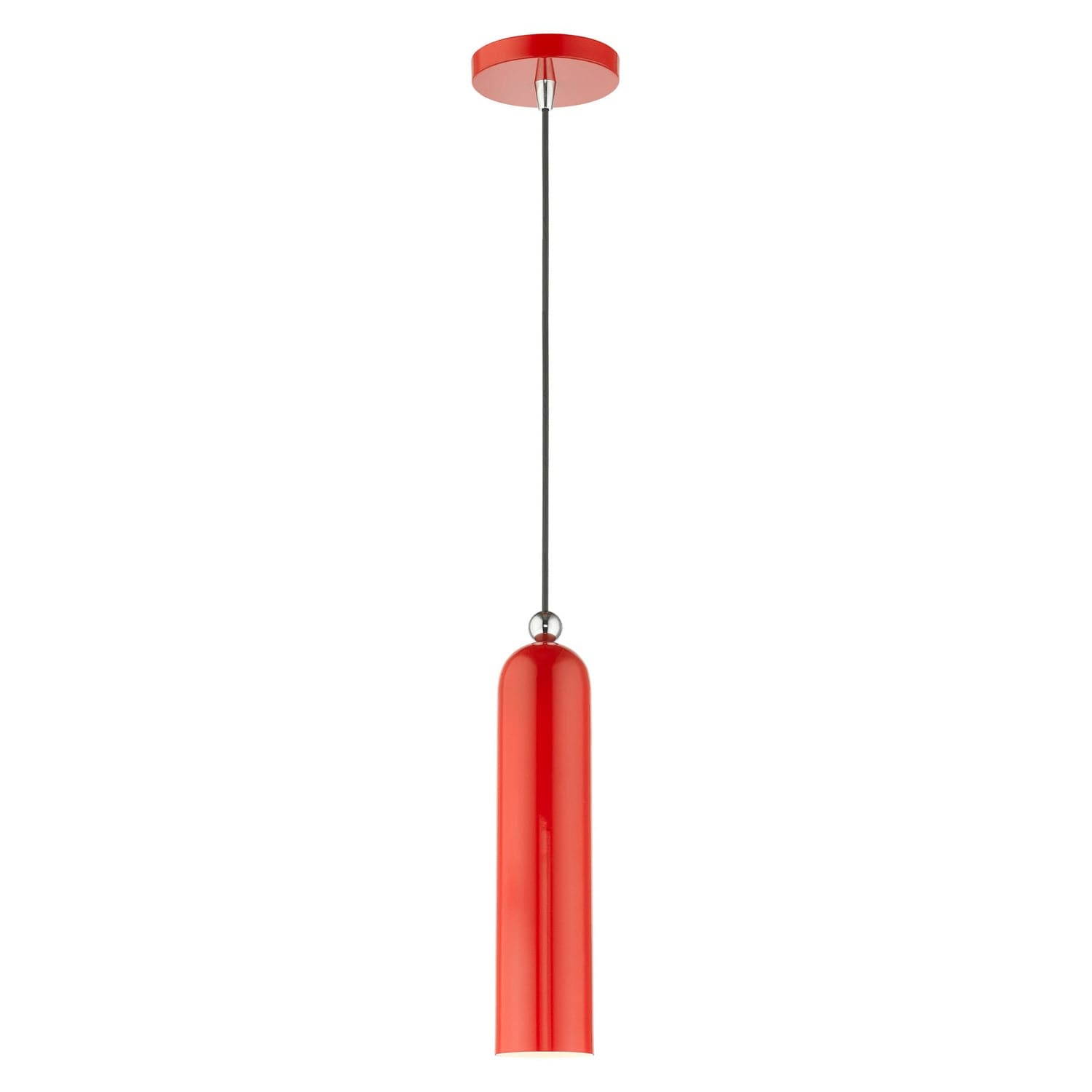 Livex Lighting - 46751-72 - One Light Pendant - Ardmore - Shiny Red w/ Polished Chromes