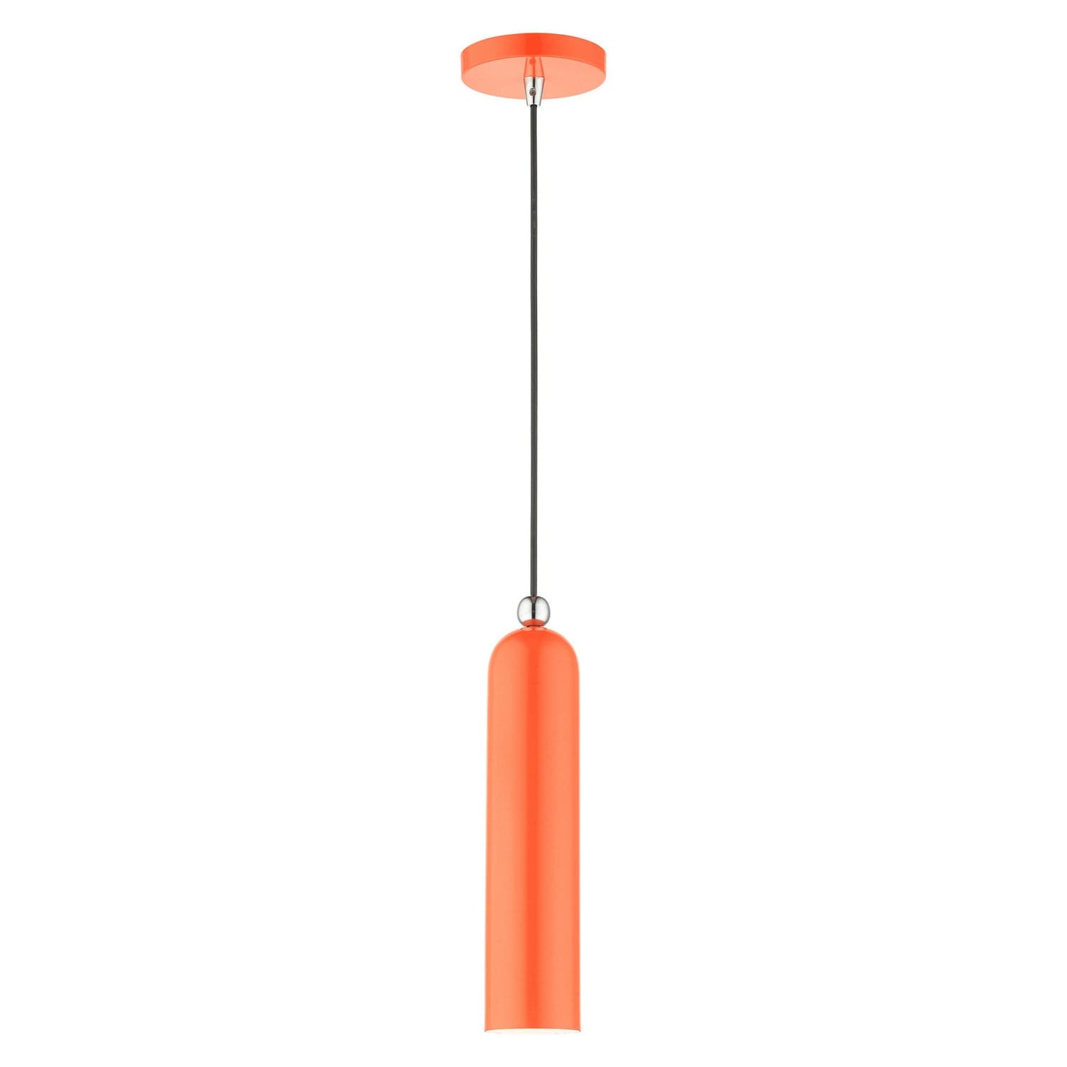 Livex Lighting - 46751-77 - One Light Pendant - Ardmore - Shiny Orange w/ Polished Chromes
