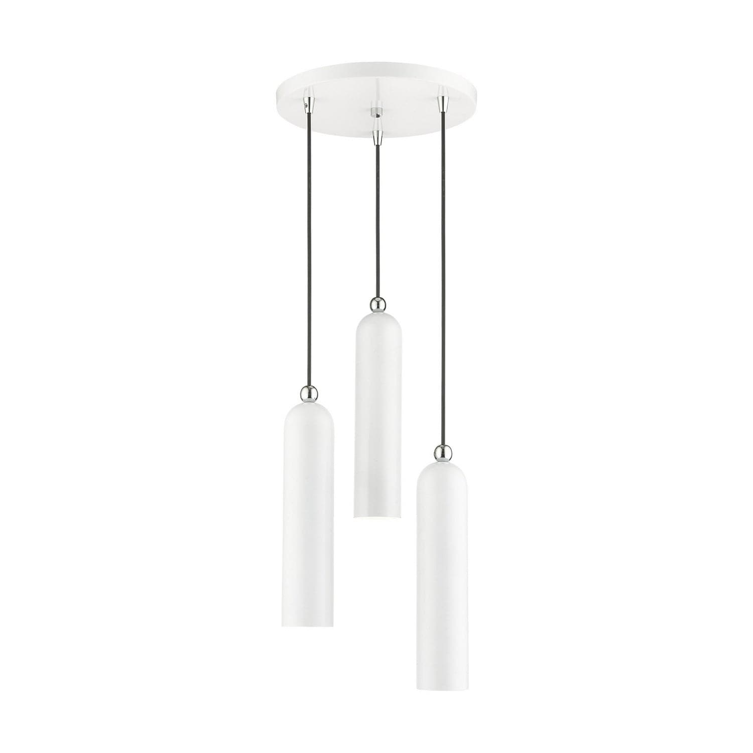 Livex Lighting - 46753-69 - Three Light Pendant - Ardmore - Shiny White w/ Polished Chromes