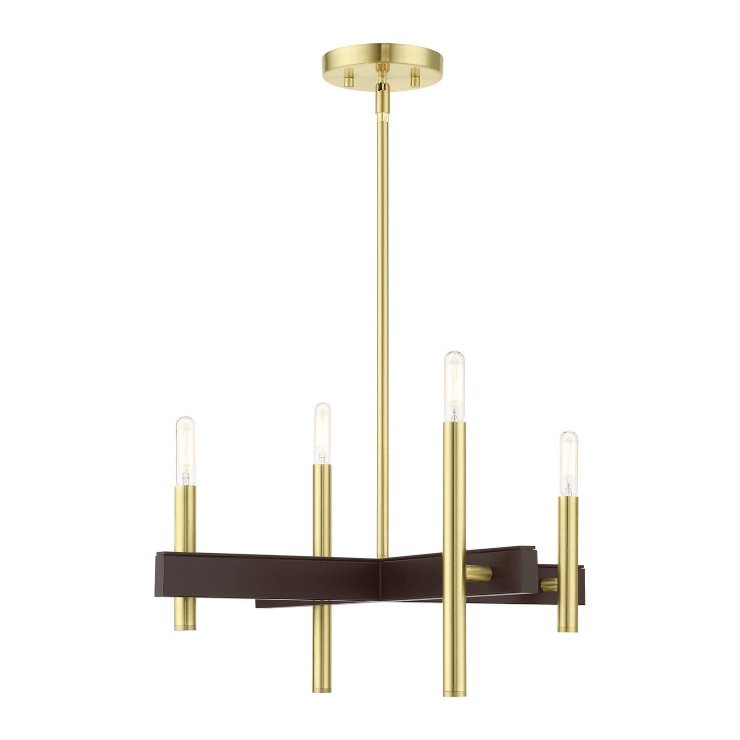 Livex Lighting - 49344-12 - Four Light Chandelier - Denmark - Satin Brass w/ Bronzes