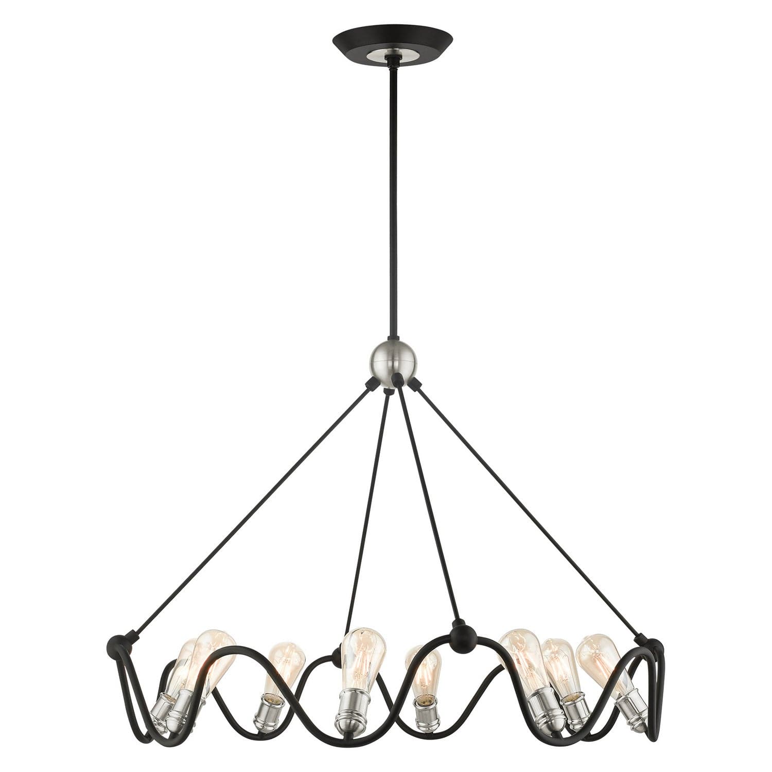 Livex Lighting - 49736-14 - Eight Light Chandelier - Archer - Textured Black w/ Brushed Nickels