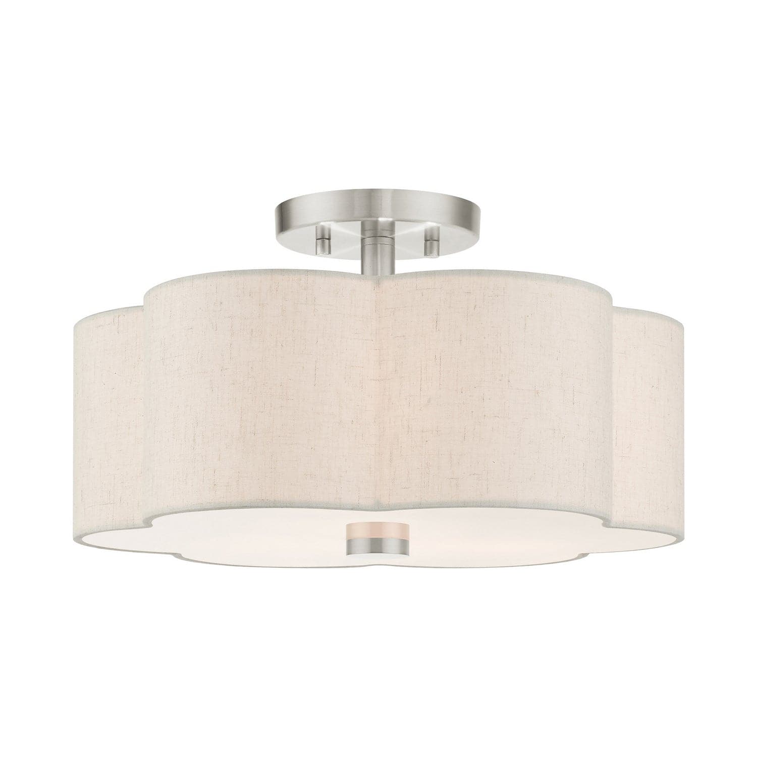 Livex Lighting - 58063-91 - Three Light Semi Flush Mount - Solstice - Brushed Nickel