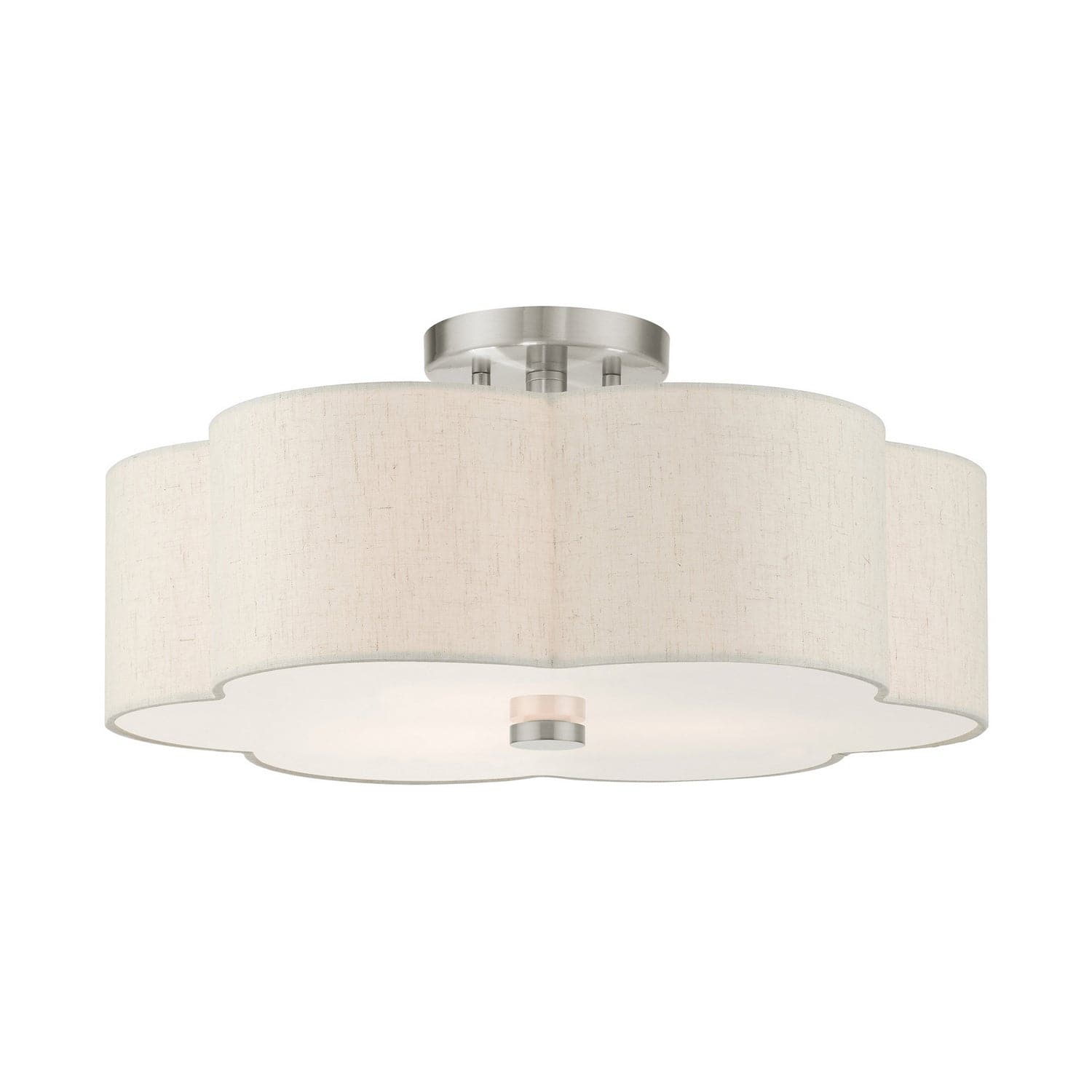 Livex Lighting - 58064-91 - Three Light Semi Flush Mount - Solstice - Brushed Nickel