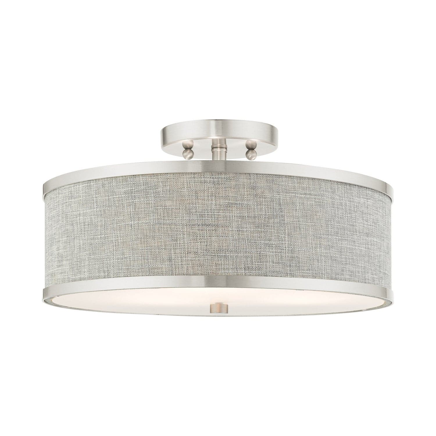 Livex Lighting - 60423-91 - Three Light Semi Flush Mount - Park Ridge - Brushed Nickel