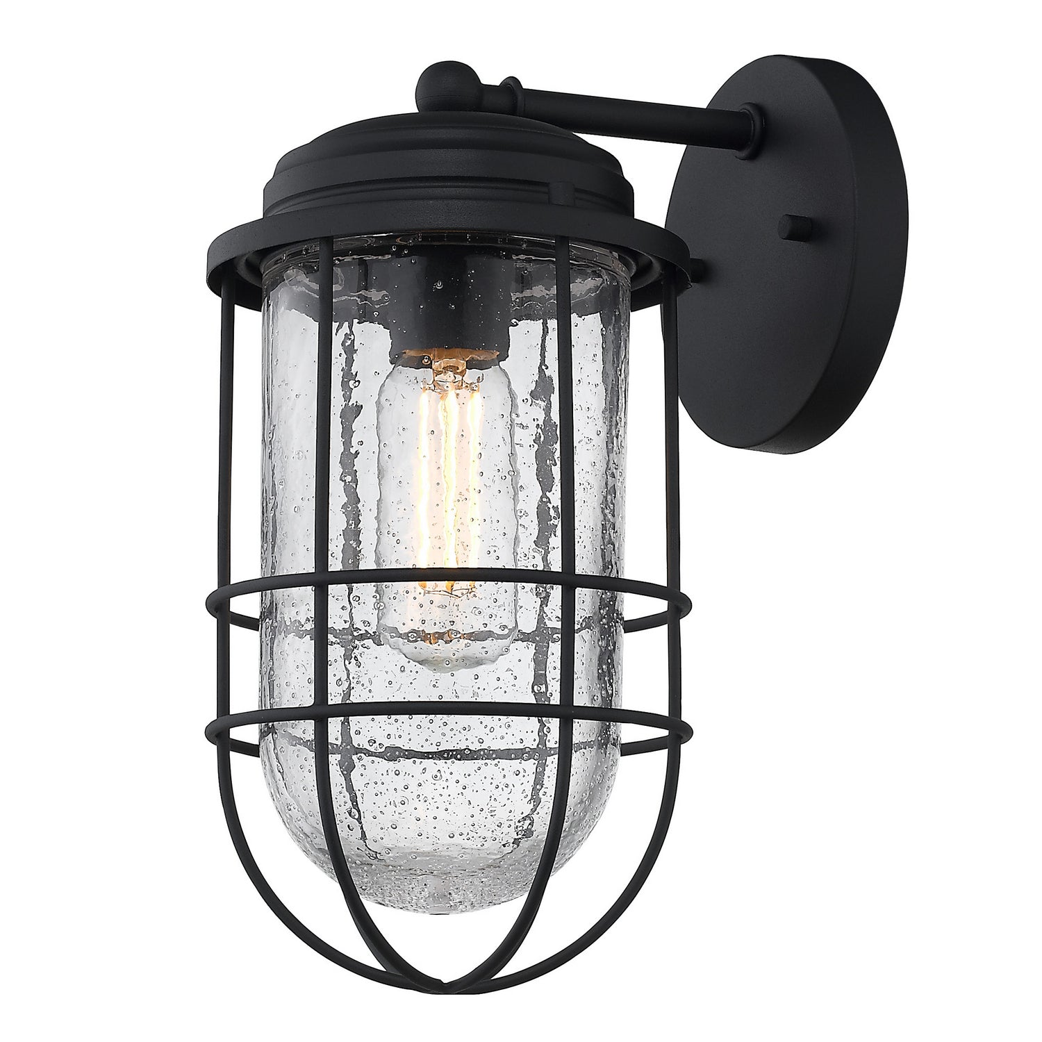 Golden - 9808-OWM NB-SD - One Light Outdoor Wall Sconce - Seaport NB - Natural Black