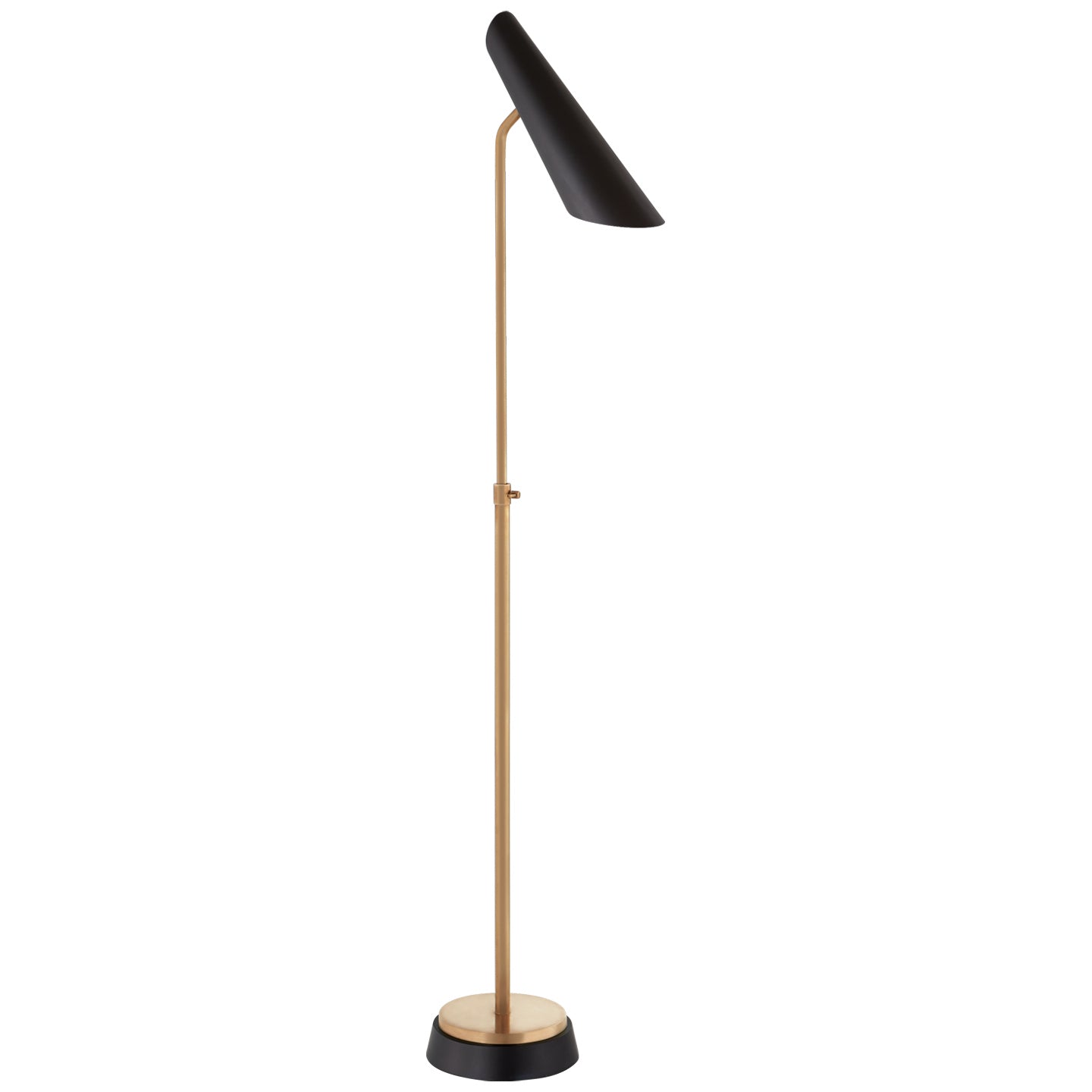 LED Floor Lamp from the Franca collection in Hand-Rubbed Antique Brass With Black Shade finish