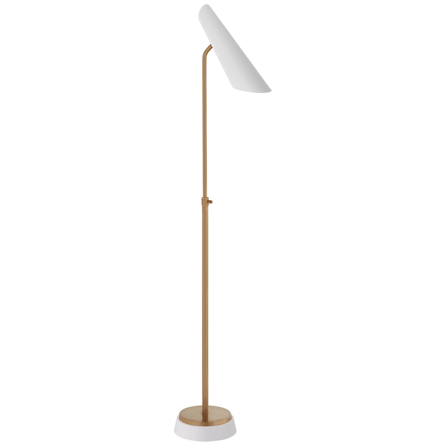 LED Floor Lamp from the Franca collection in Hand-Rubbed Antique Brass With White Shade finish