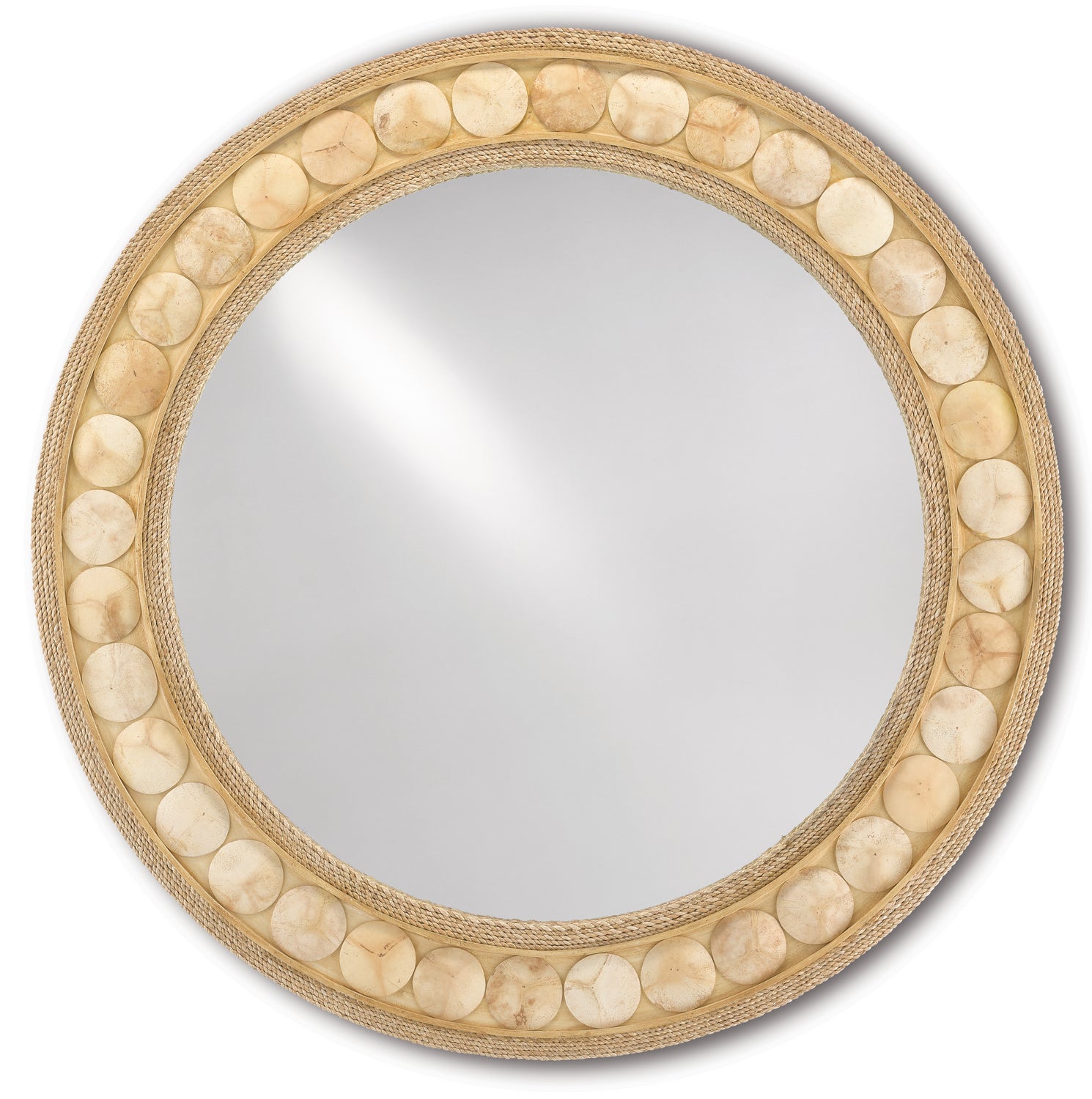 Mirror from the Buko collection in Straw/Natural Abaca Rope/Coco Shell/Mirror finish