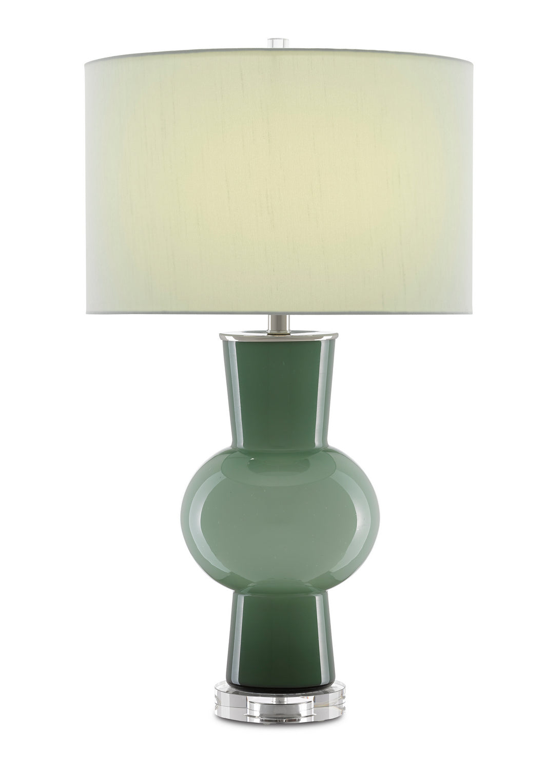 One Light Table Lamp from the Duende collection in Light and Dark Green/Polished Nickel/Clear finish