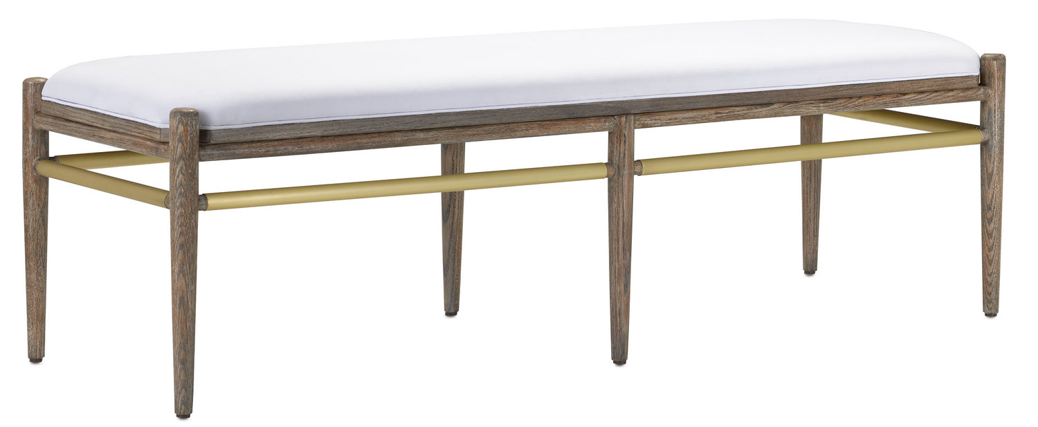 Bench from the Visby collection in Light Pepper/Brushed Brass finish