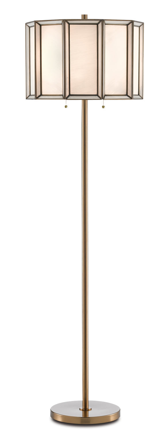 Two Light Floor Lamp from the Daze collection in Antique Brass/White finish