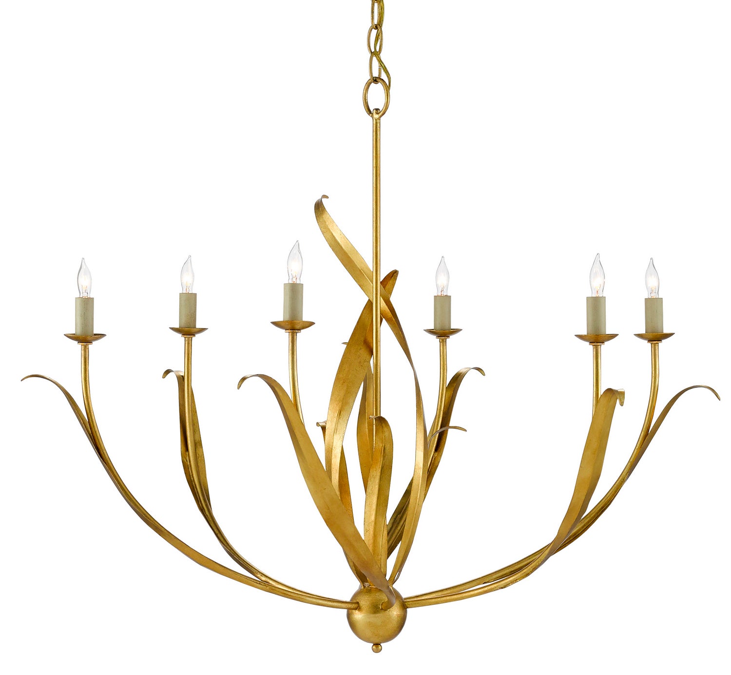 Six Light Chandelier from the Menefee collection in Antique Gold Leaf finish