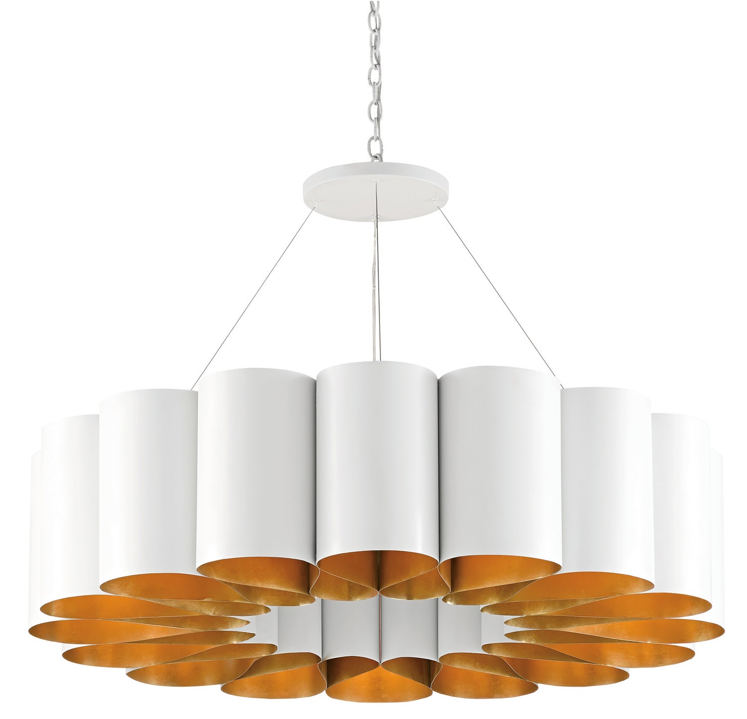 16 Light Chandelier from the Chauveau collection in Pearl White/Contemporary Gold Leaf finish
