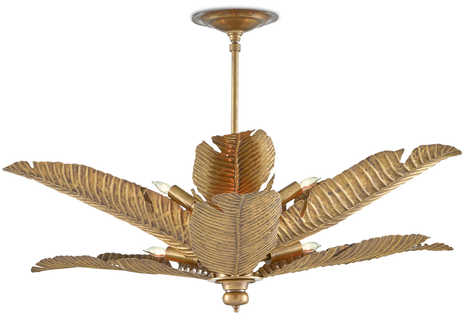 Six Light Semi-Flush Mount from the Tropical collection in Vintage Brass finish