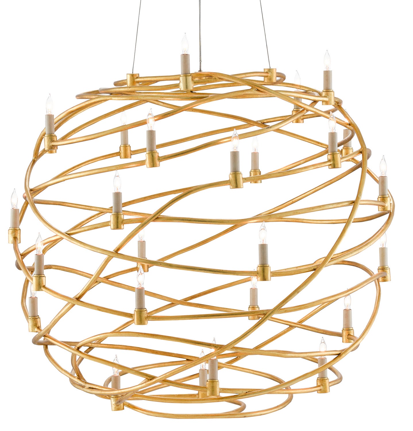 26 Light Chandelier from the Franchette collection in Contemporary Gold Leaf finish